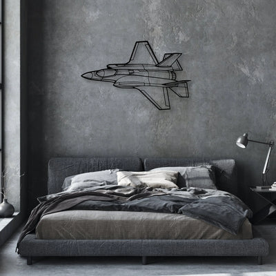 F-35A Lightning II Classic Aircraft Silhouette Metal Wall Art - Aviation Hangar Decor
