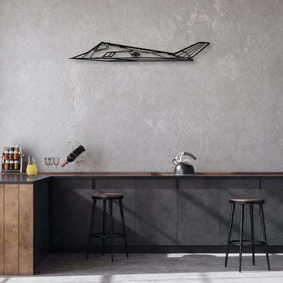 F117 Nighthawk Classic Aircraft Silhouette Metal Wall Art - Aviation Hangar Decor