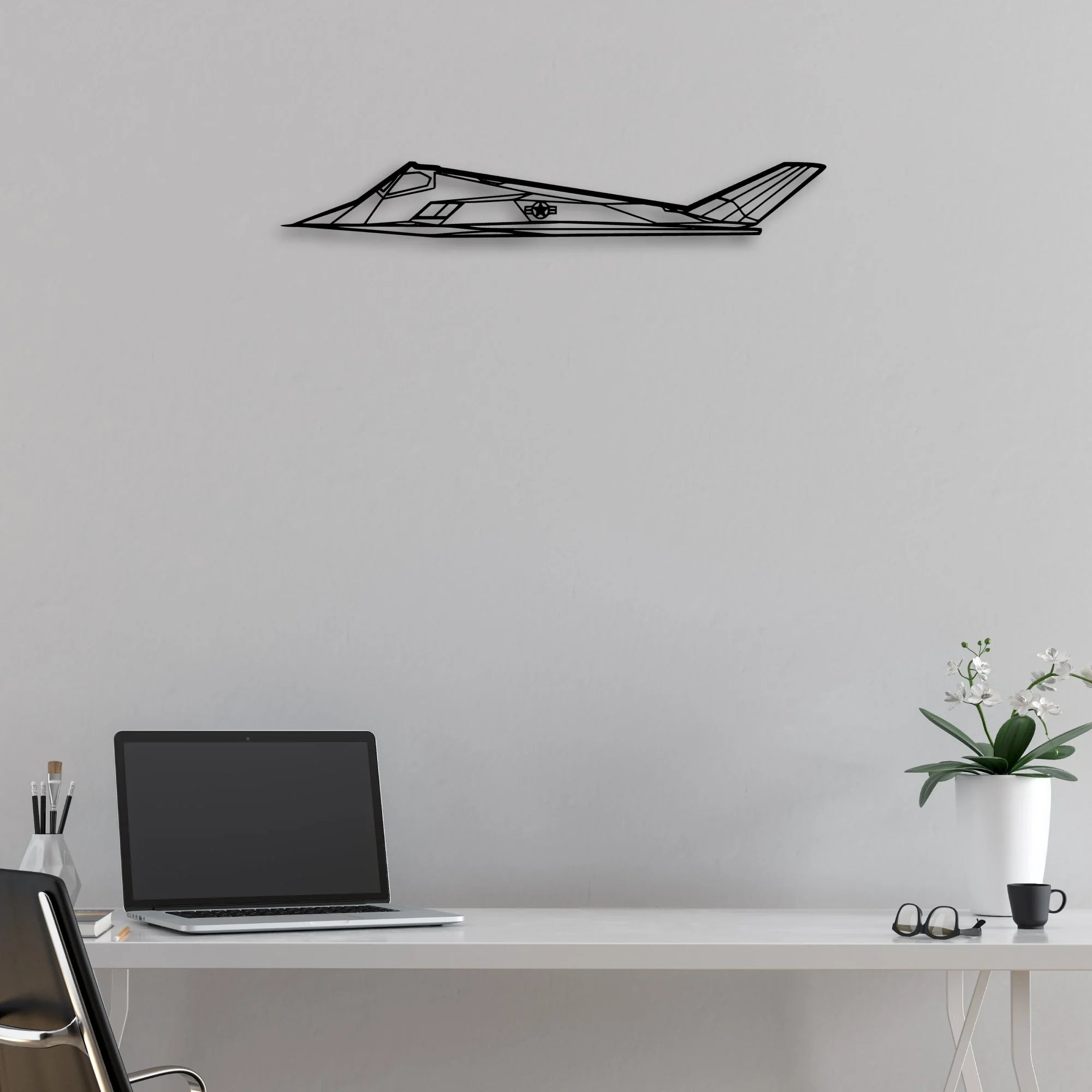 F117 Nighthawk Classic Aircraft Silhouette Metal Wall Art - Aviation Hangar Decor