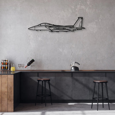 F15 Strike Eagle Classic Aircraft Silhouette Metal Wall Art - Aviation Hangar Decor