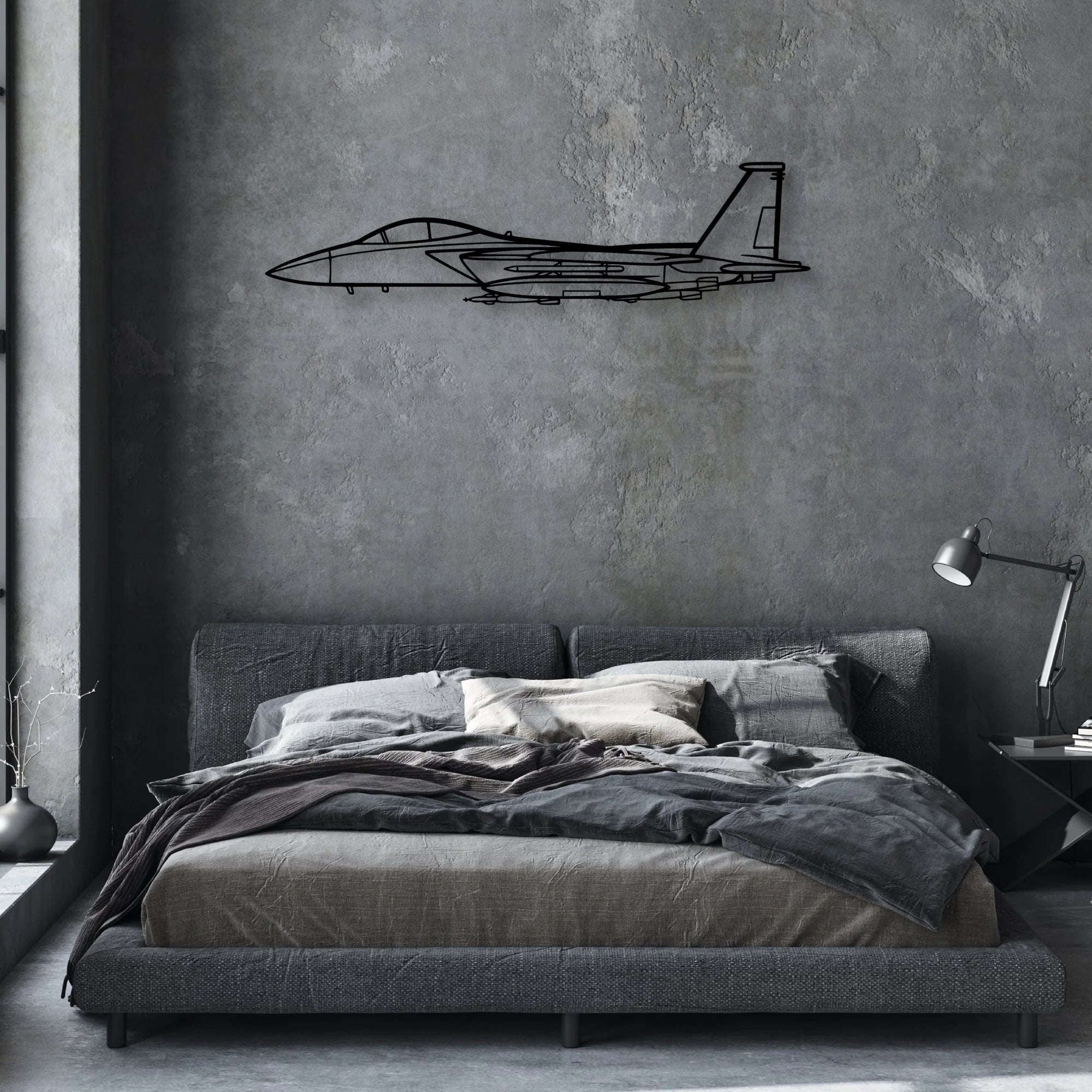 F15 Strike Eagle Classic Aircraft Silhouette Metal Wall Art - Aviation Hangar Decor