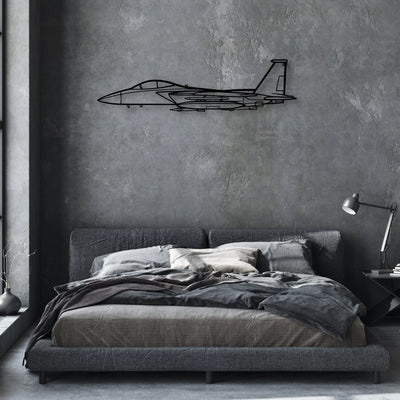 F15 Strike Eagle Classic Aircraft Silhouette Metal Wall Art - Aviation Hangar Decor