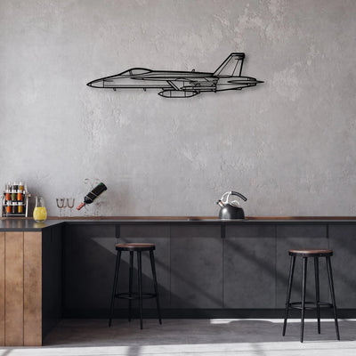 F18 Hornet Classic Aircraft Silhouette Metal Wall Art - Aviation Hangar Decor