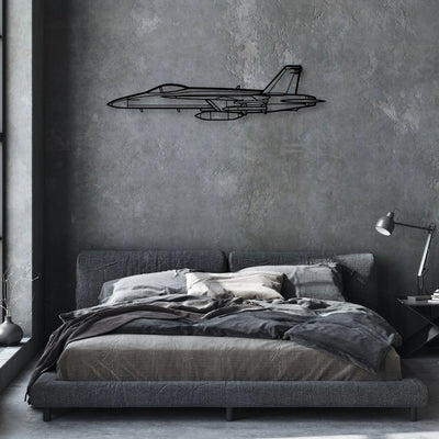 F18 Hornet Classic Aircraft Silhouette Metal Wall Art - Aviation Hangar Decor