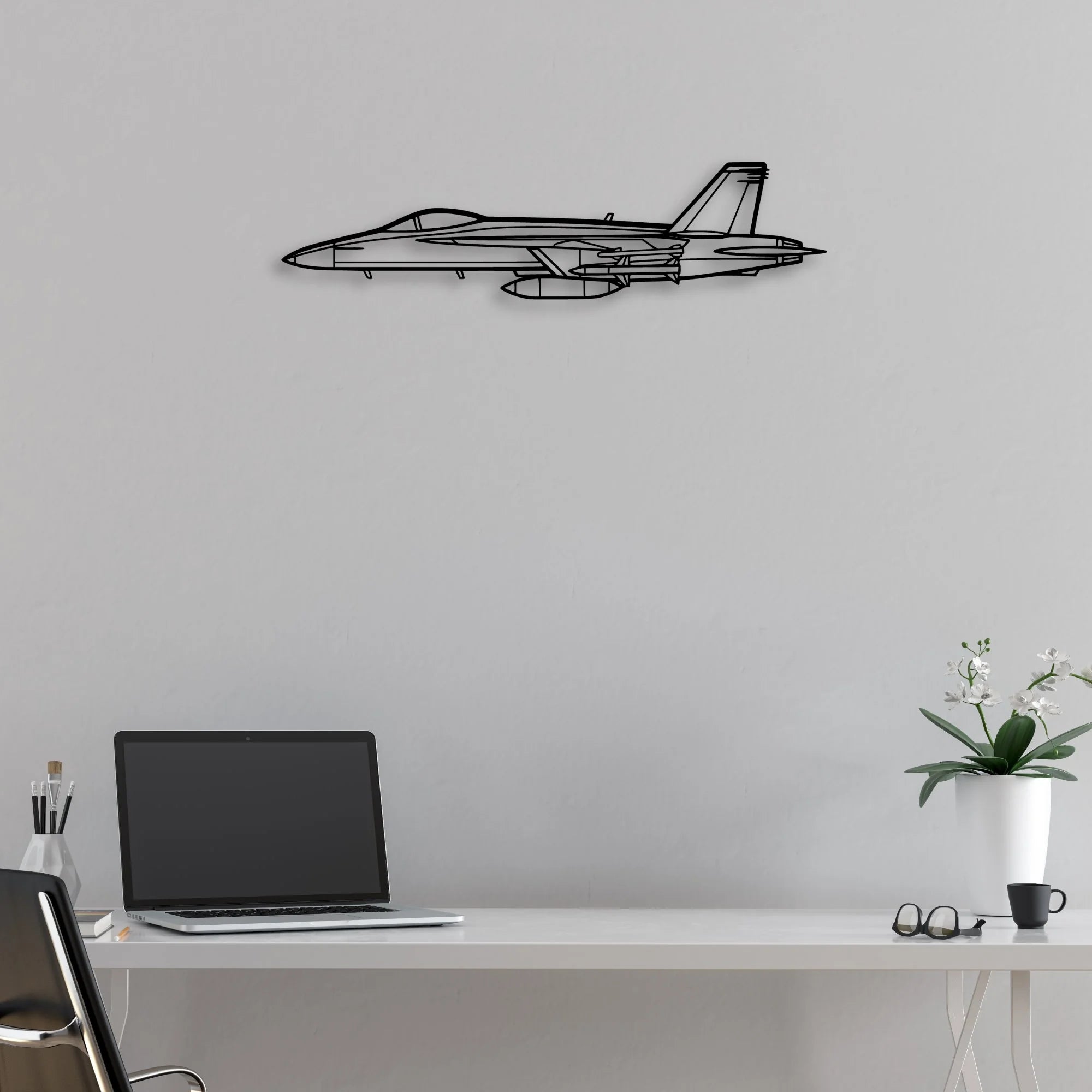 F18 Hornet Classic Aircraft Silhouette Metal Wall Art - Aviation Hangar Decor