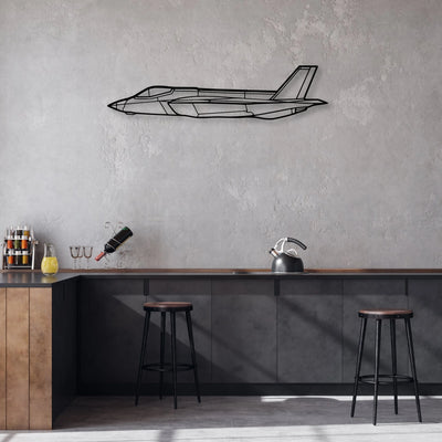 F35C Lightning LI-2 Classic Aircraft Silhouette Metal Wall Art - Aviation Hangar Decor