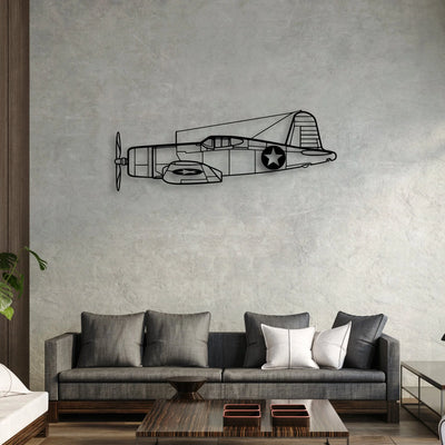 F4U Corsair Classic Aircraft Silhouette Metal Wall Art - Aviation Hangar Decor