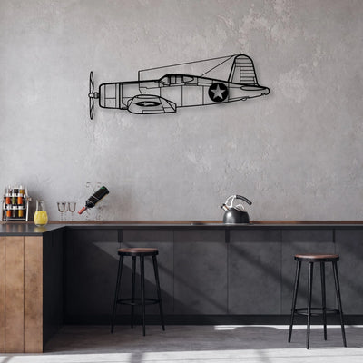 F4U Corsair Classic Aircraft Silhouette Metal Wall Art - Aviation Hangar Decor