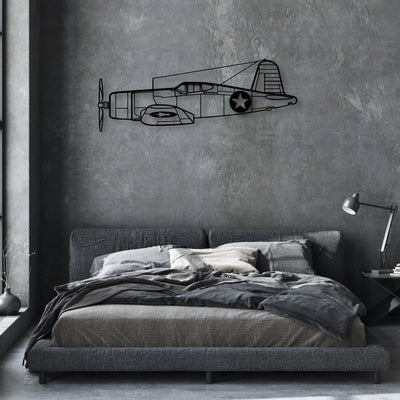 F4U Corsair Classic Aircraft Silhouette Metal Wall Art - Aviation Hangar Decor