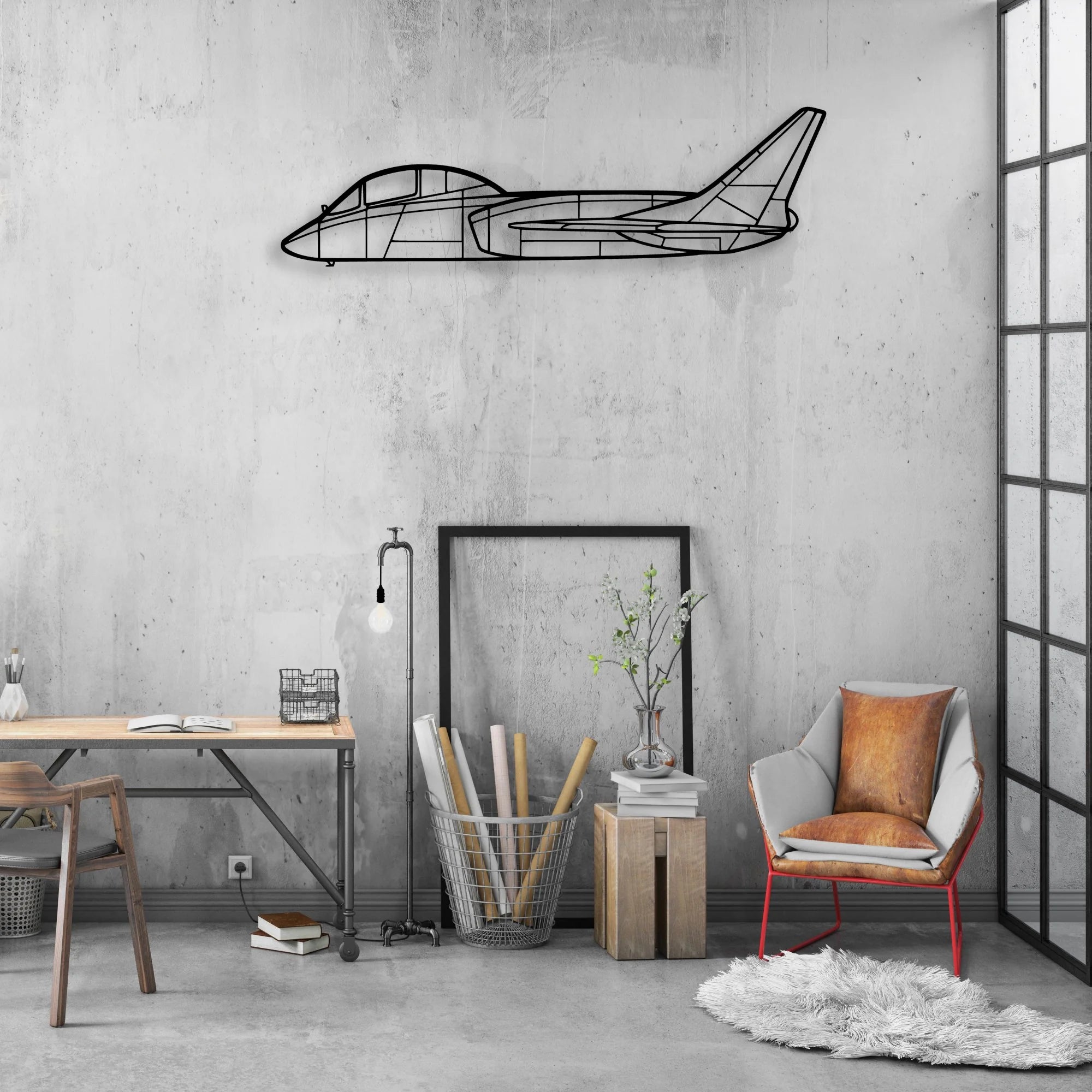 F7U 3 Cutlass Classic Aircraft Silhouette Metal Wall Art - Aviation Hangar Decor