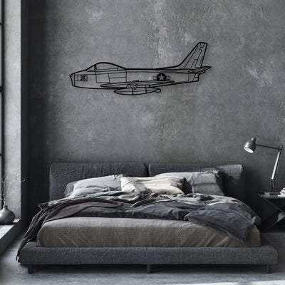 F86 Sabre Classic Aircraft Silhouette Metal Wall Art - Aviation Hangar Decor