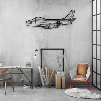 F86 Sabre Classic Aircraft Silhouette Metal Wall Art - Aviation Hangar Decor