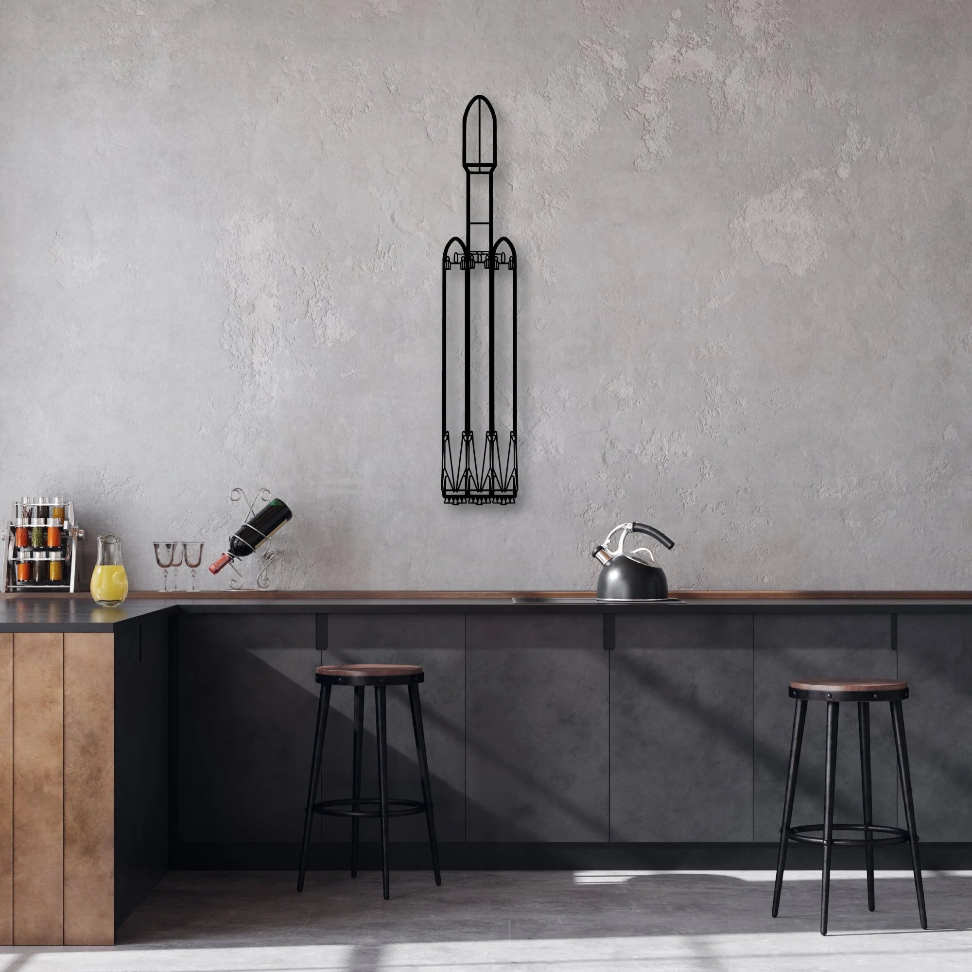 Falcon Heavy Classic Aircraft Silhouette Metal Wall Art - Aviation Hangar Decor