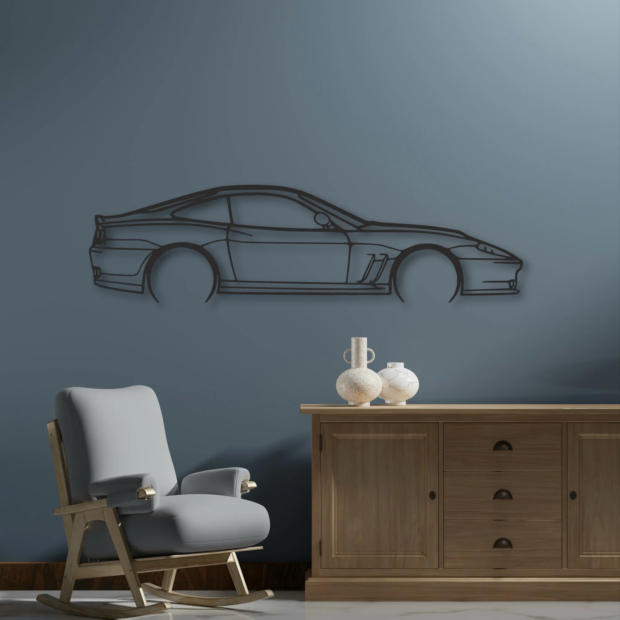 Ferrari 550 Maranello Classic Silhouette Metal Wall Art - Automotive Garage Decor