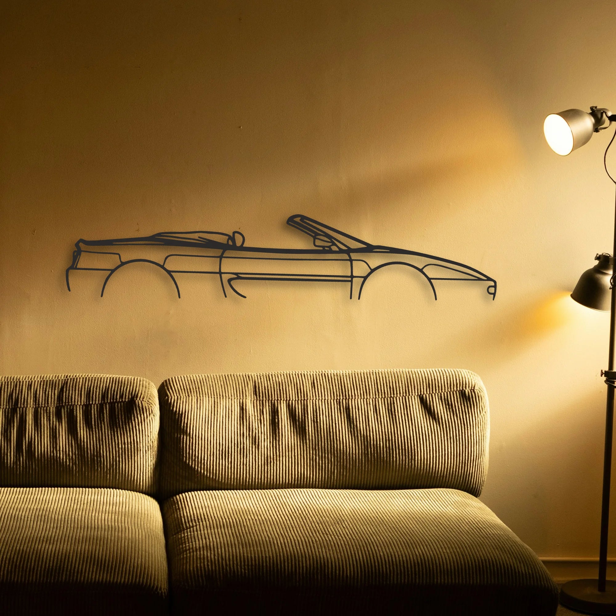 Ferrari F355 Spider Classic Silhouette Metal Wall Art - Automotive Garage Decor