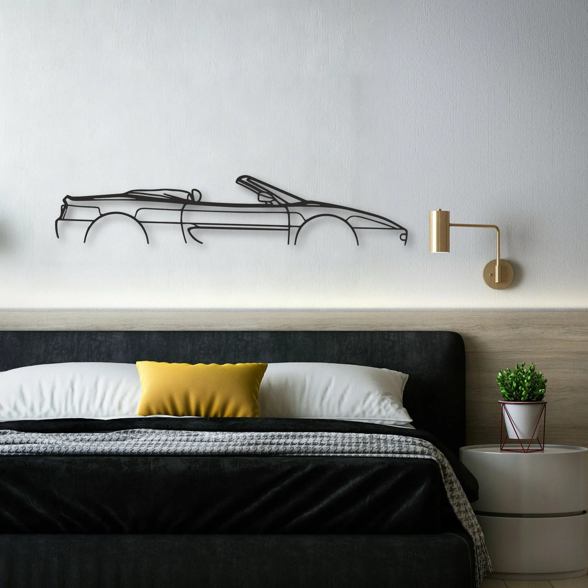 Ferrari F355 Spider Classic Silhouette Metal Wall Art - Automotive Garage Decor