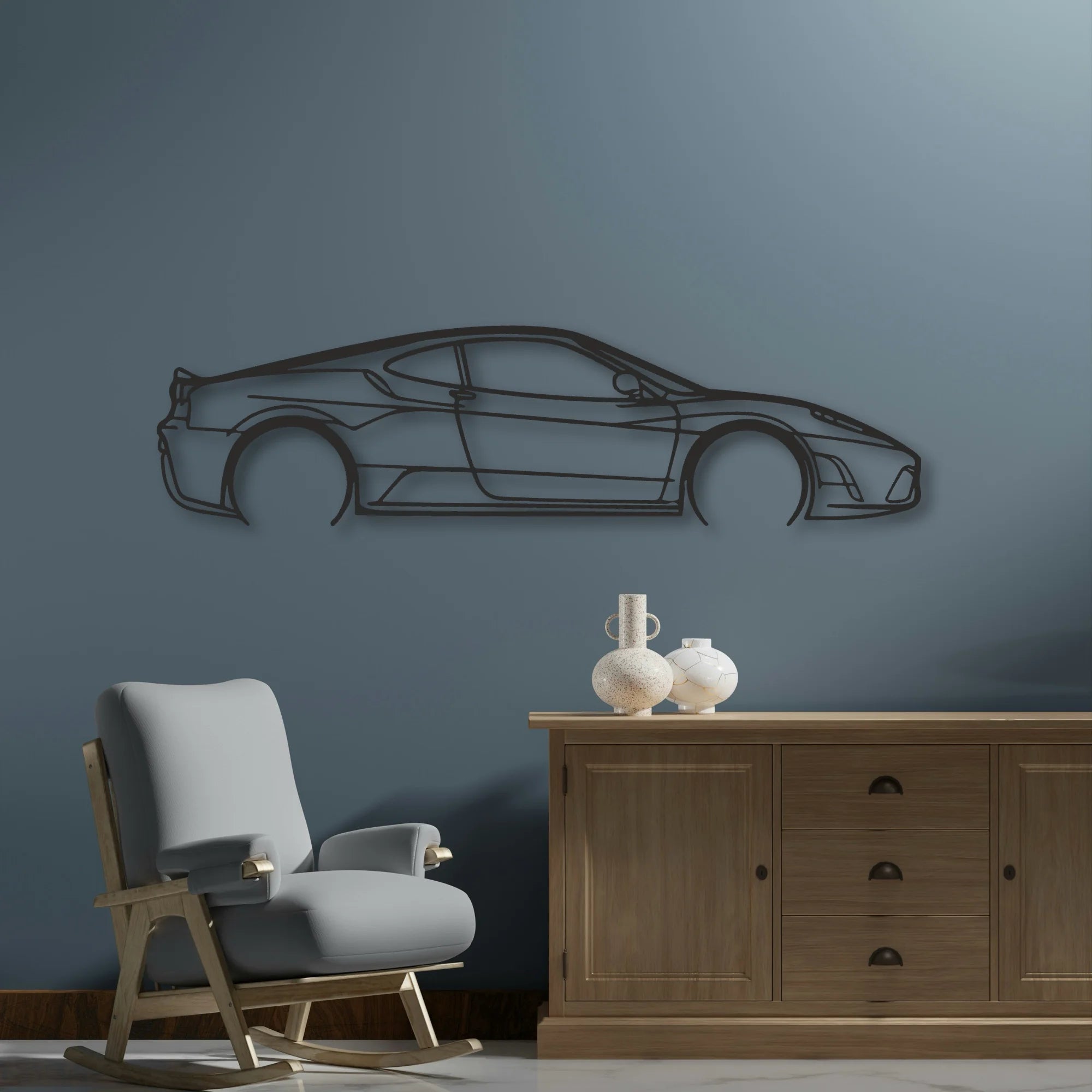 Ferrari F430 Scuderia Classic Silhouette Metal Wall Art - Automotive Garage Decor