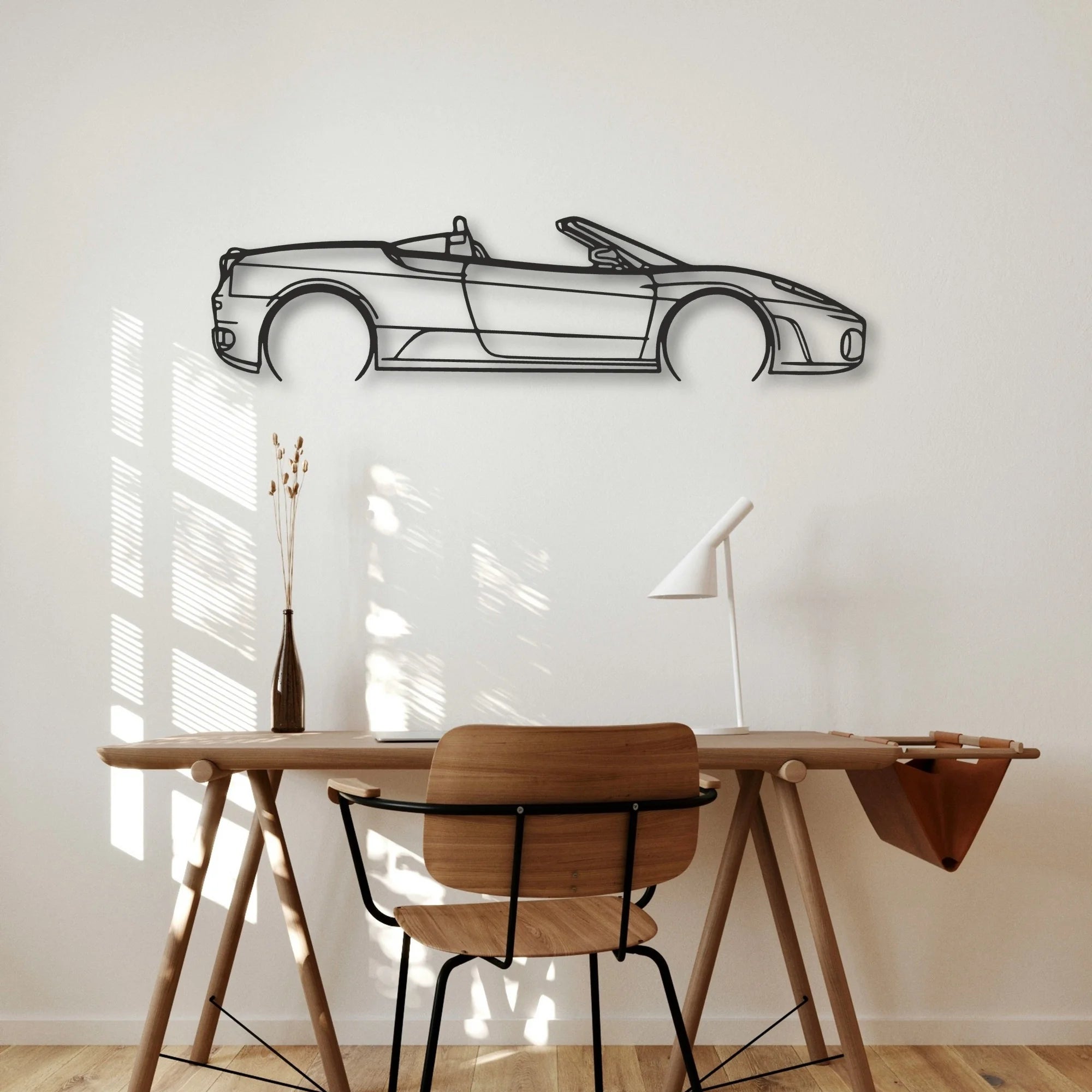 Ferrari F430 Spider Classic Silhouette Metal Wall Art - Automotive Garage Decor
