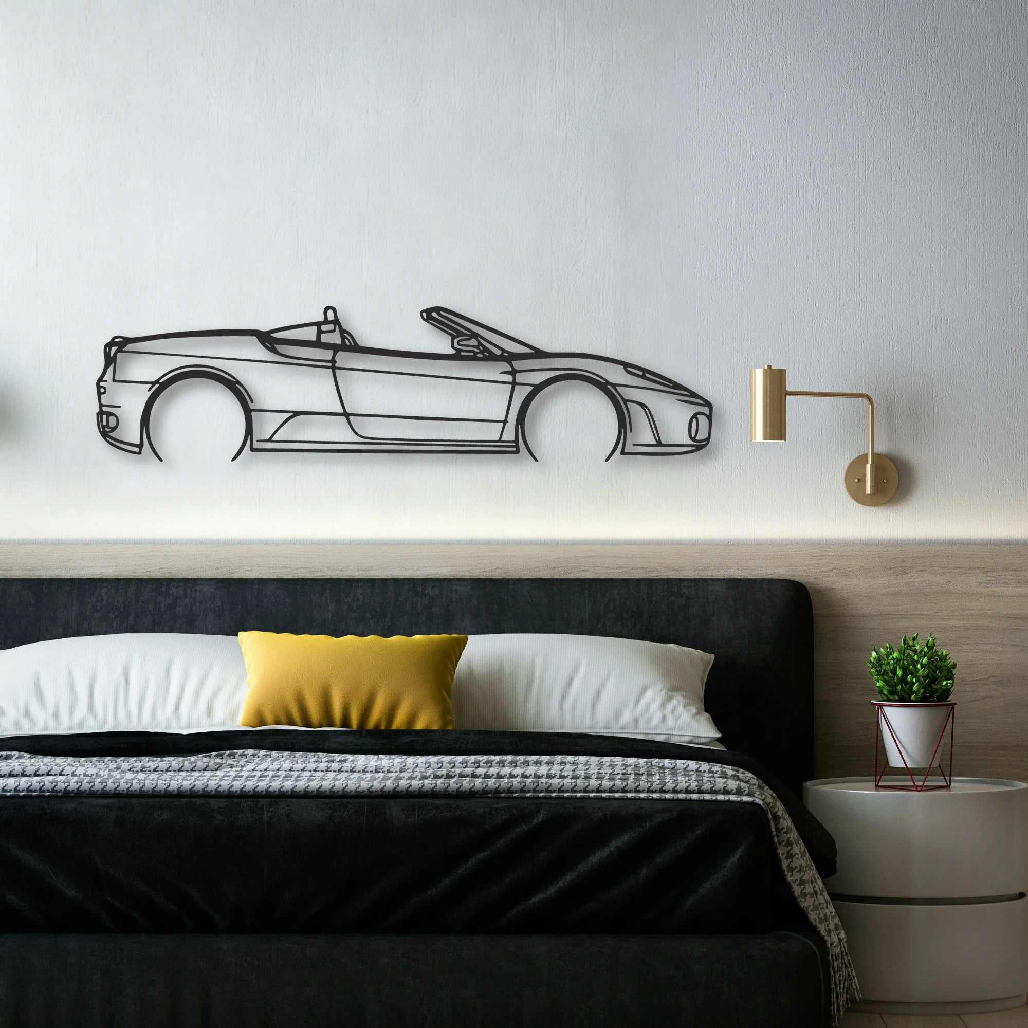 Ferrari F430 Spider Classic Silhouette Metal Wall Art - Automotive Garage Decor