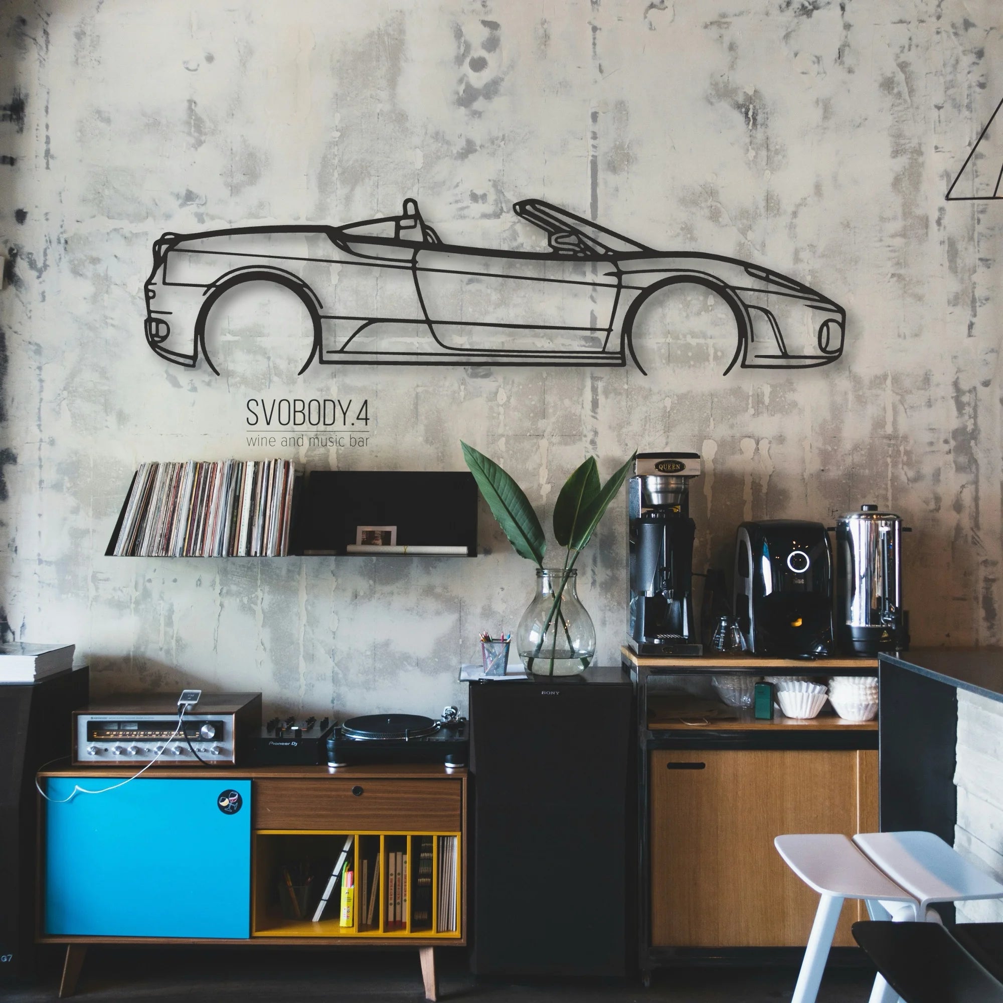 Ferrari F430 Spider Classic Silhouette Metal Wall Art - Automotive Garage Decor