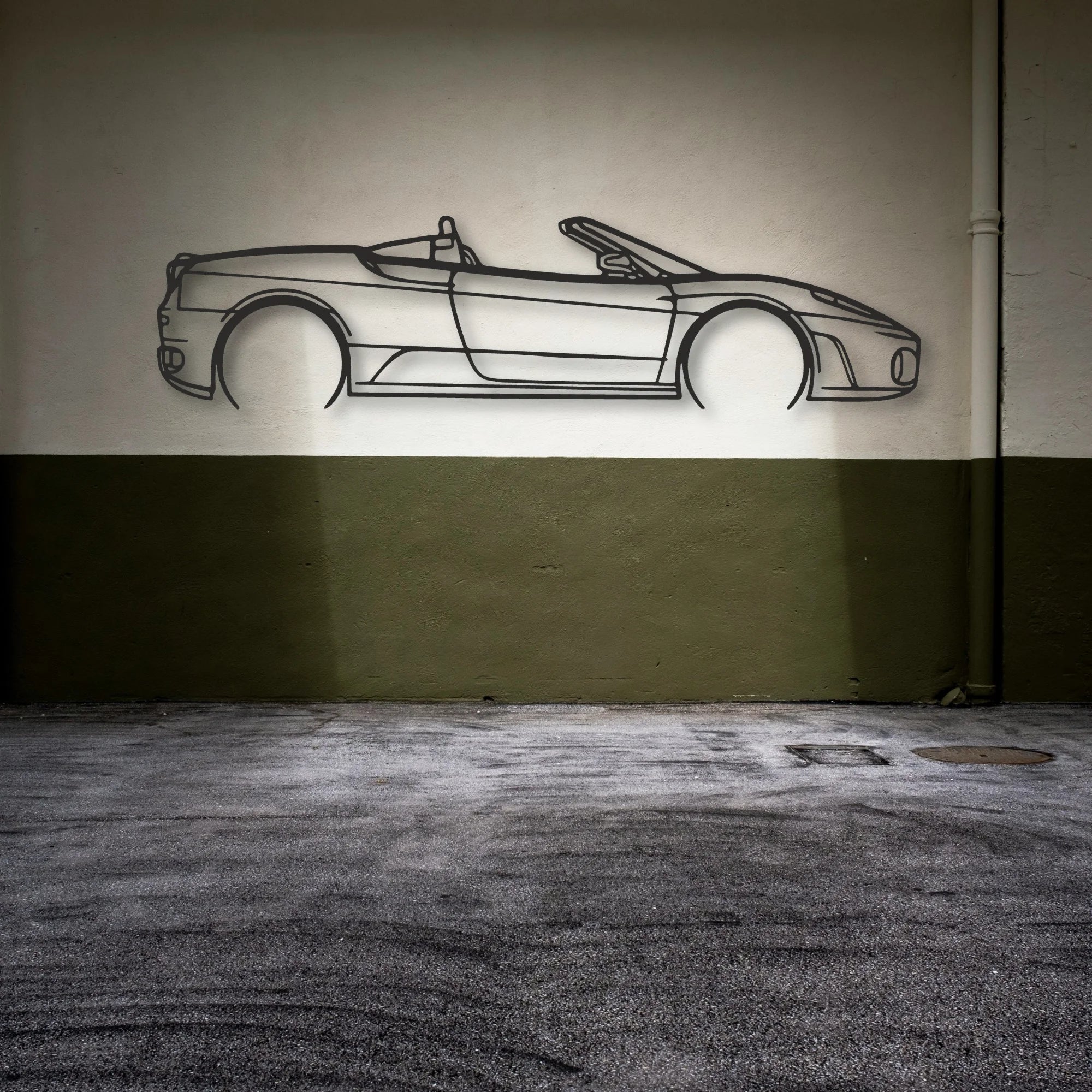 Ferrari F430 Spider Classic Silhouette Metal Wall Art - Automotive Garage Decor
