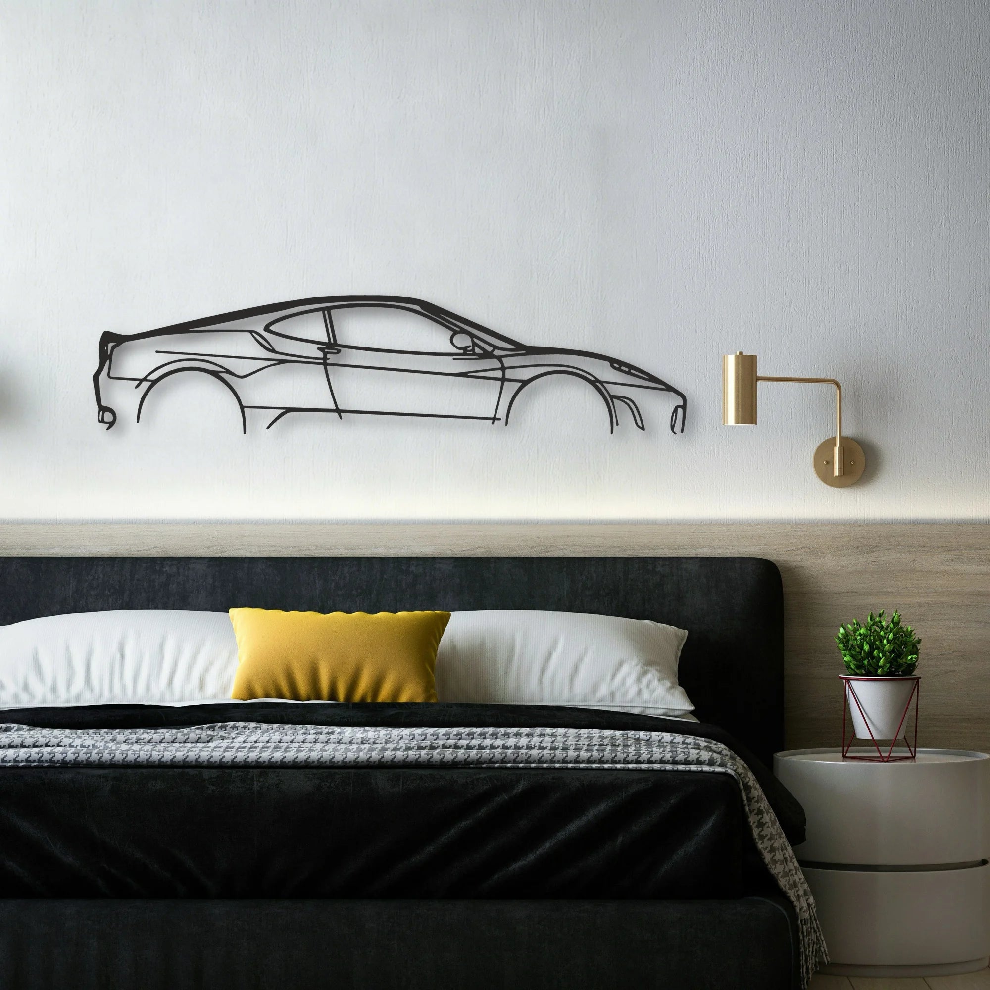 Ferrari F430 Classic Silhouette Metal Wall Art - Automotive Garage Decor