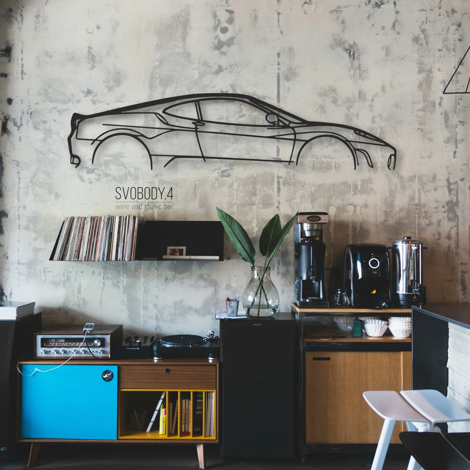 Ferrari F430 Classic Silhouette Metal Wall Art - Automotive Garage Decor