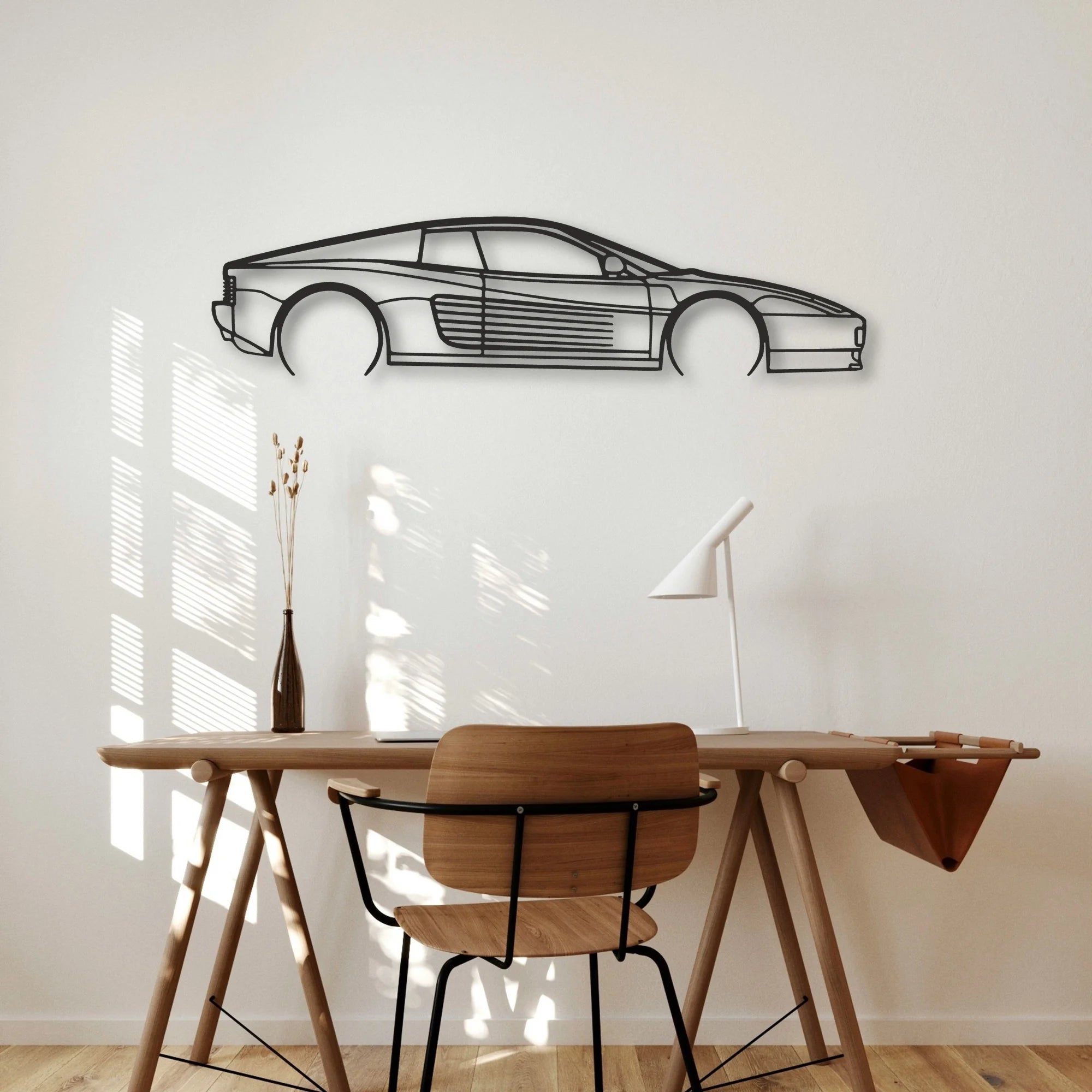 Ferrari Testarossa Classic Silhouette Metal Wall Art - Automotive Garage Decor