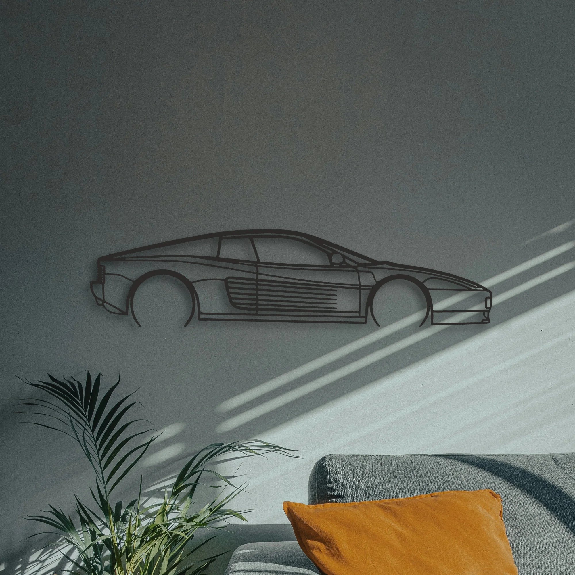 Ferrari Testarossa Classic Silhouette Metal Wall Art - Automotive Garage Decor