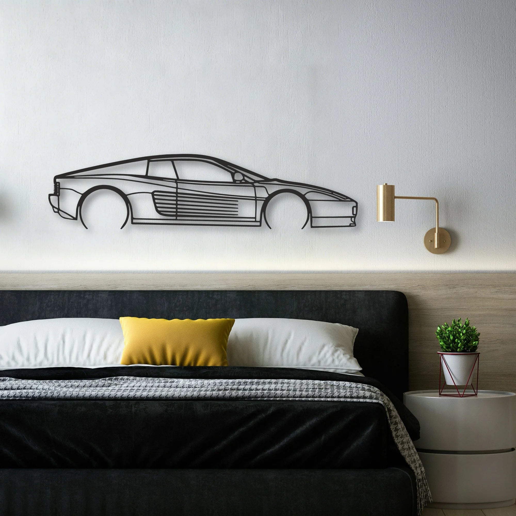 Ferrari Testarossa Classic Silhouette Metal Wall Art - Automotive Garage Decor