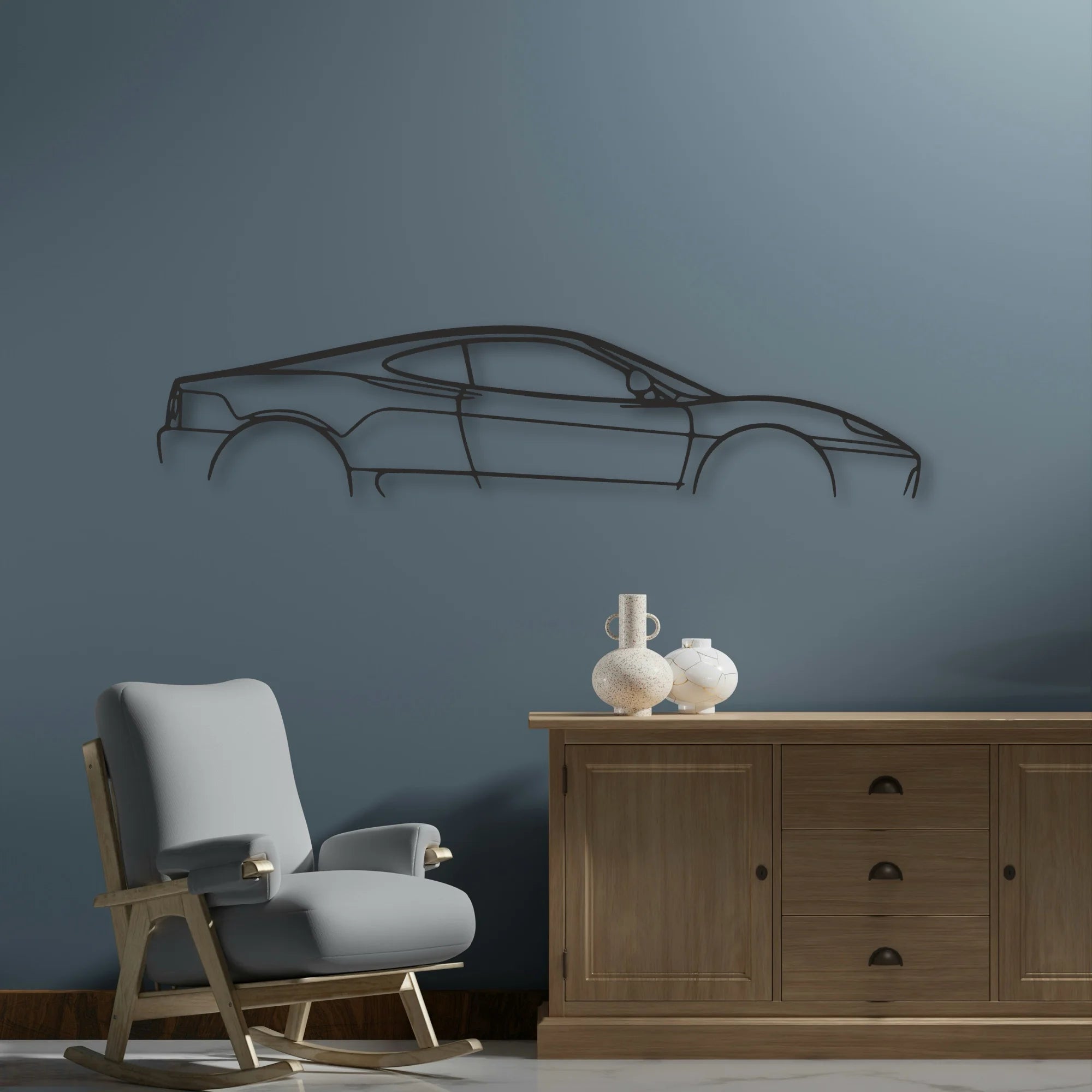 Ferrari 360 Modena Classic Silhouette Metal Wall Art - Automotive Garage Decor
