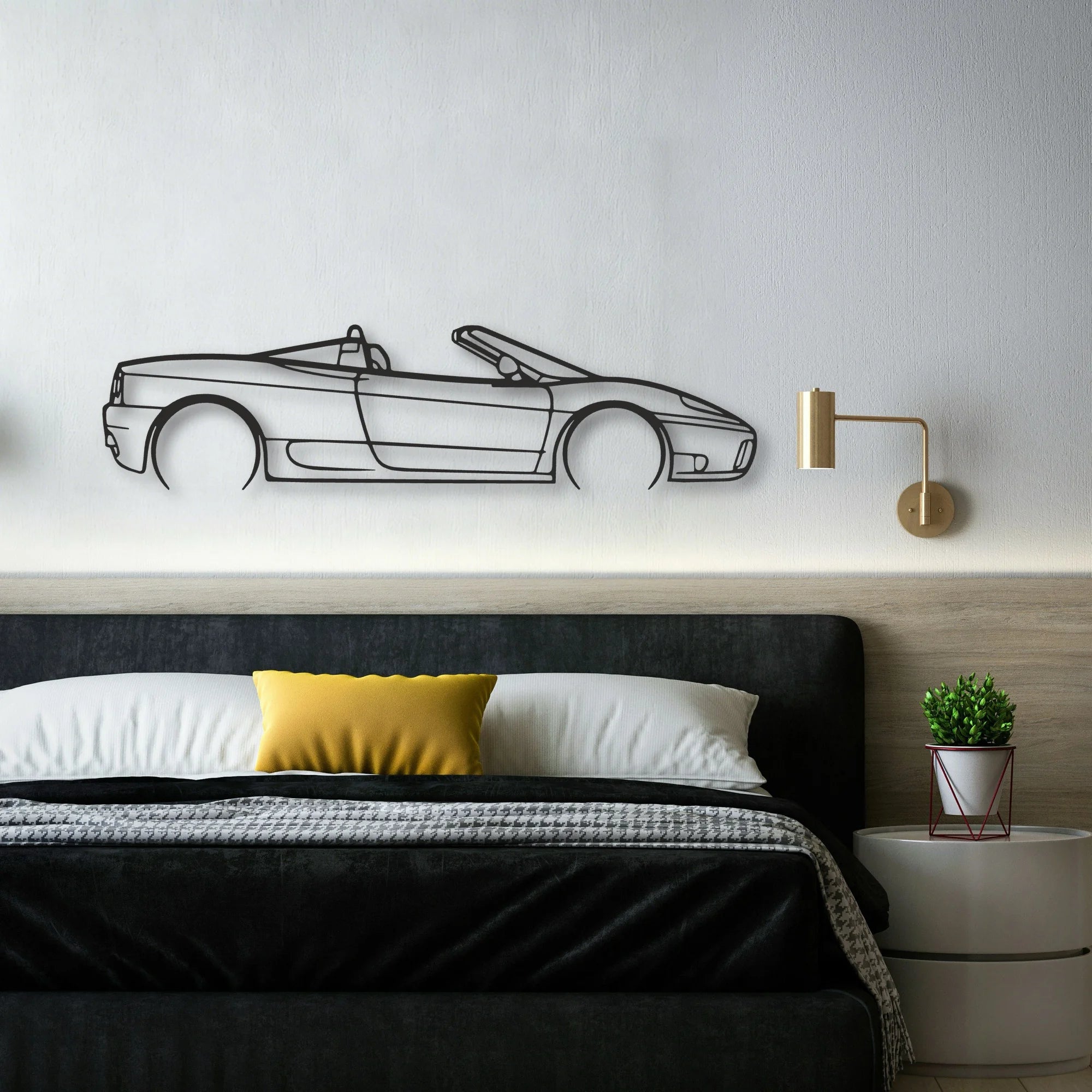 Ferrari 360 Spider Classic Silhouette Metal Wall Art - Automotive Garage Decor