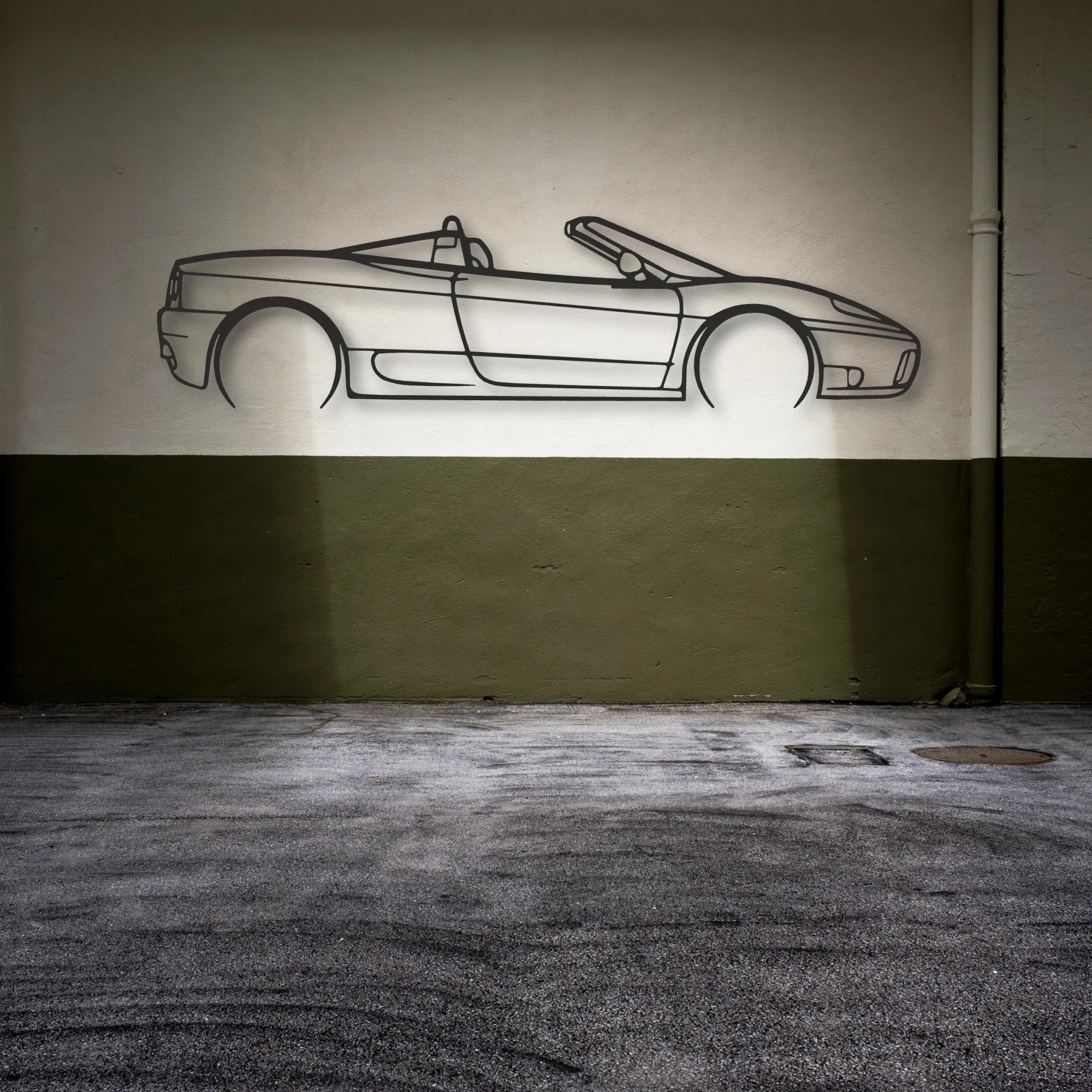 Ferrari 360 Spider Classic Silhouette Metal Wall Art - Automotive Garage Decor