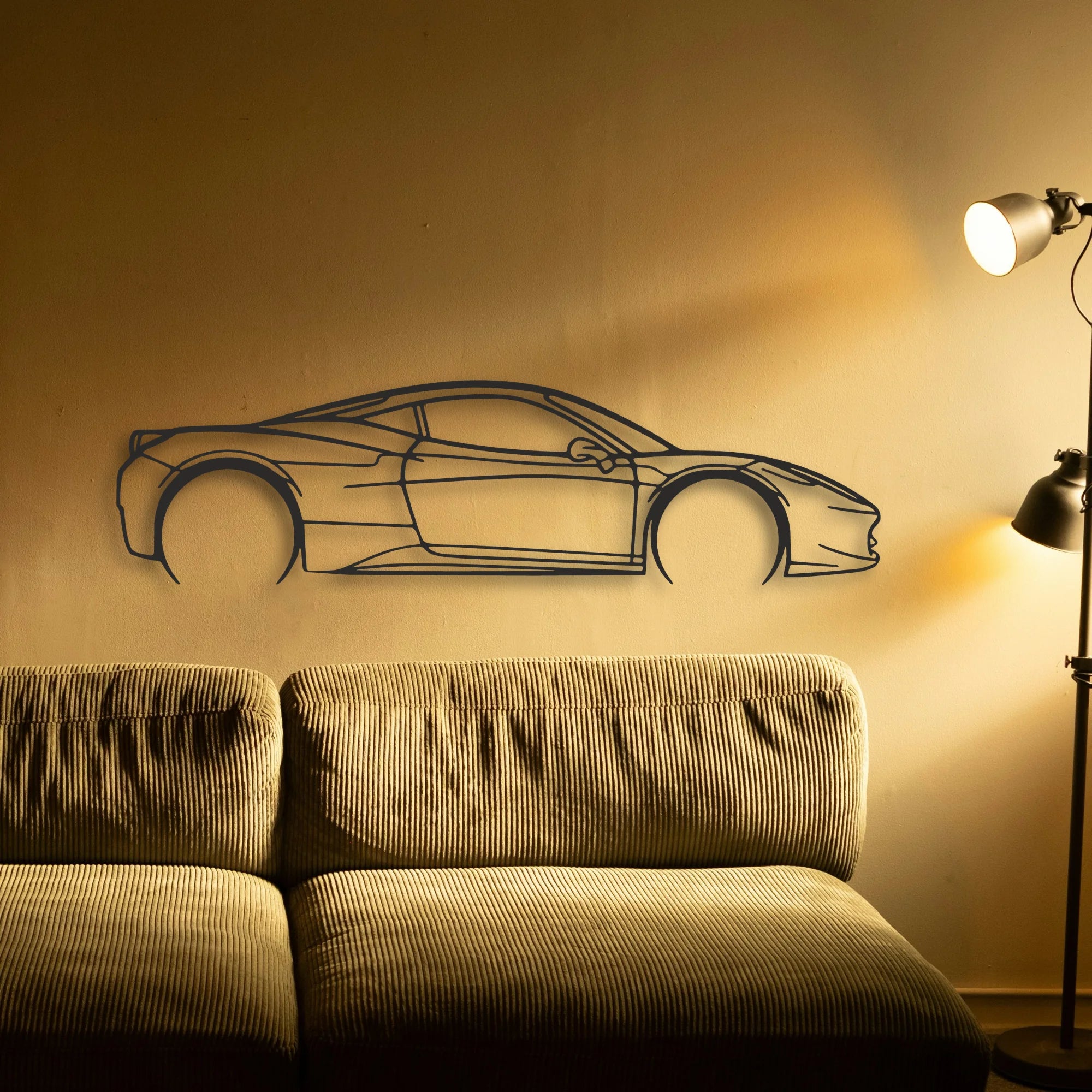 Ferrari 458 Italia Classic Silhouette Metal Wall Art - Automotive Garage Decor