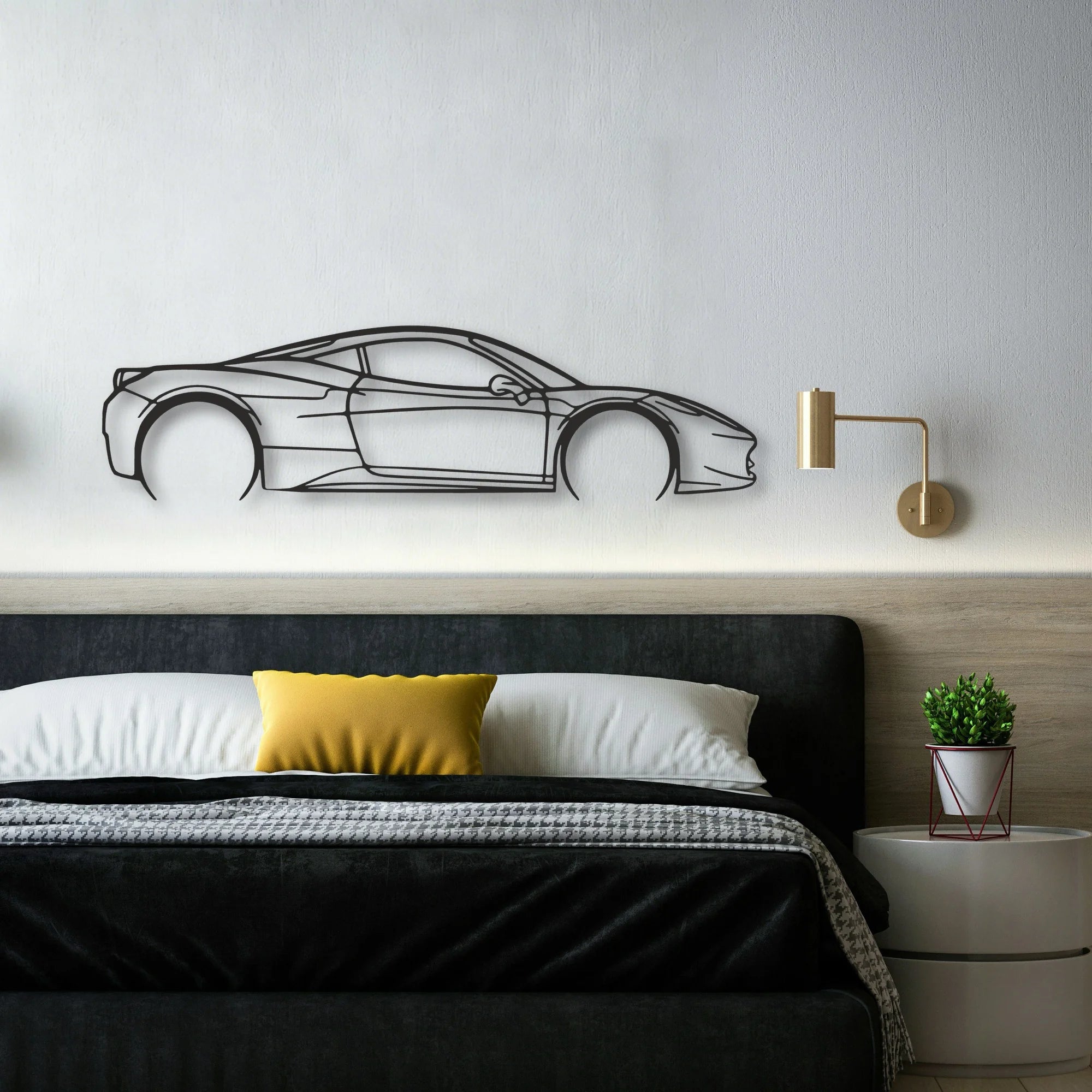 Ferrari 458 Italia Classic Silhouette Metal Wall Art - Automotive Garage Decor