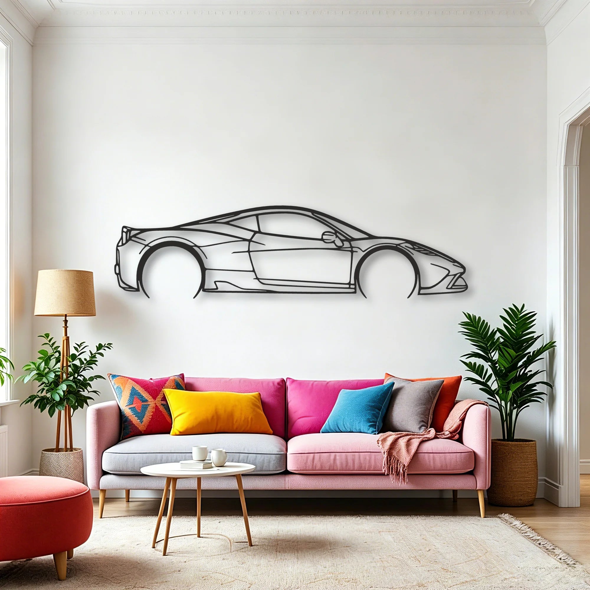 Ferrari 458 Speciale Classic Silhouette Metal Wall Art - Automotive Garage Decor