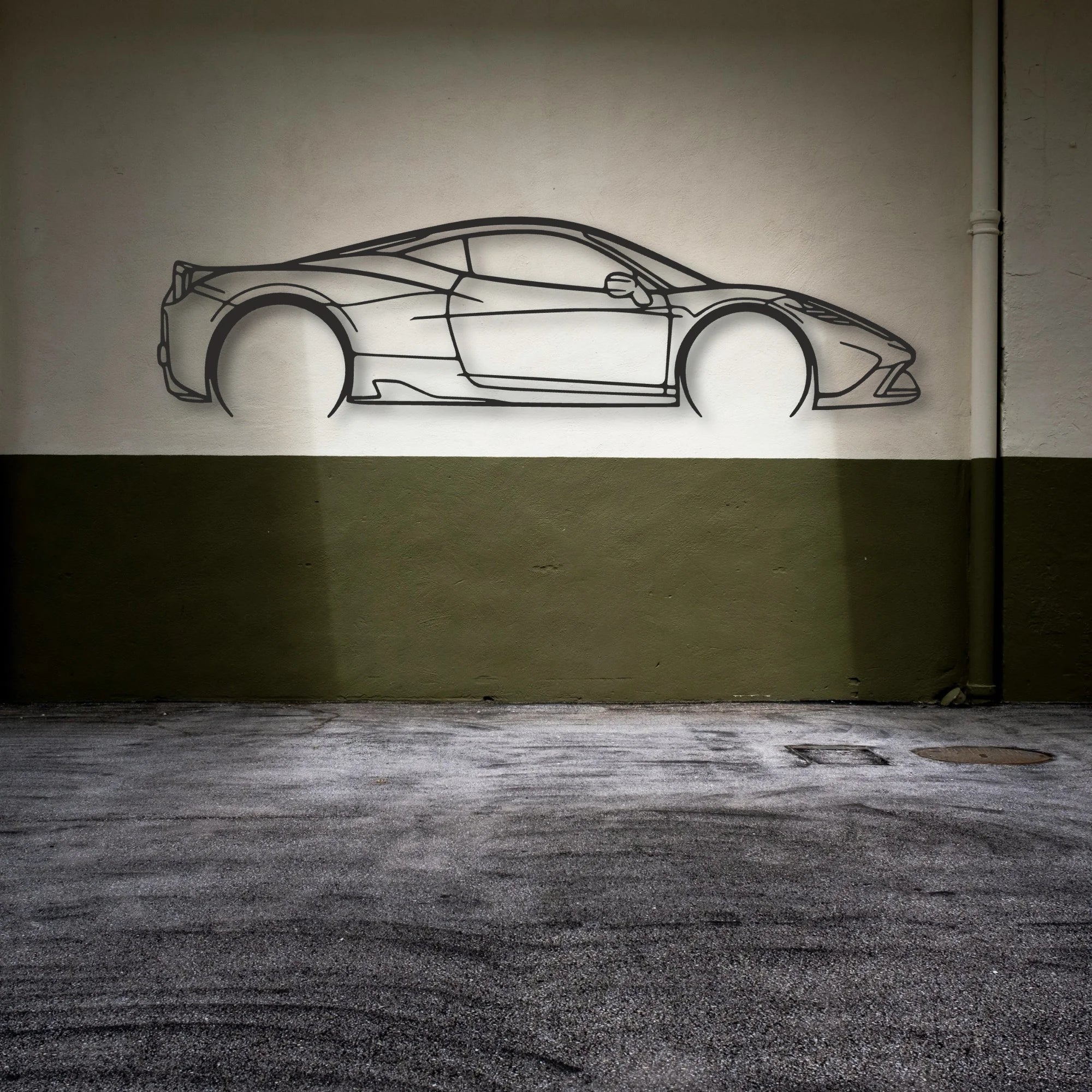 Ferrari 458 Speciale Classic Silhouette Metal Wall Art - Automotive Garage Decor