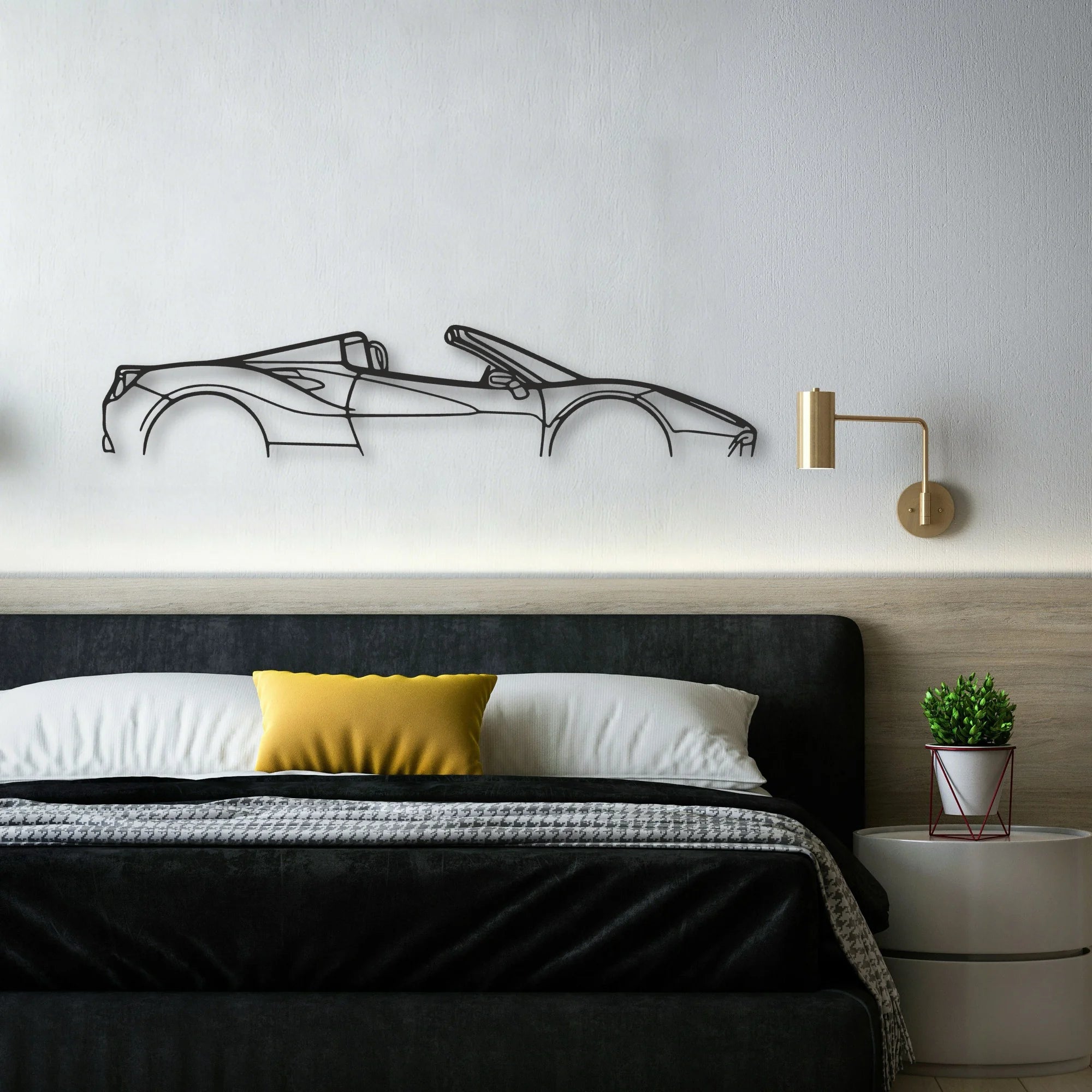 Ferrari 488 Spider Classic Silhouette Metal Wall Art - Automotive Garage Decor