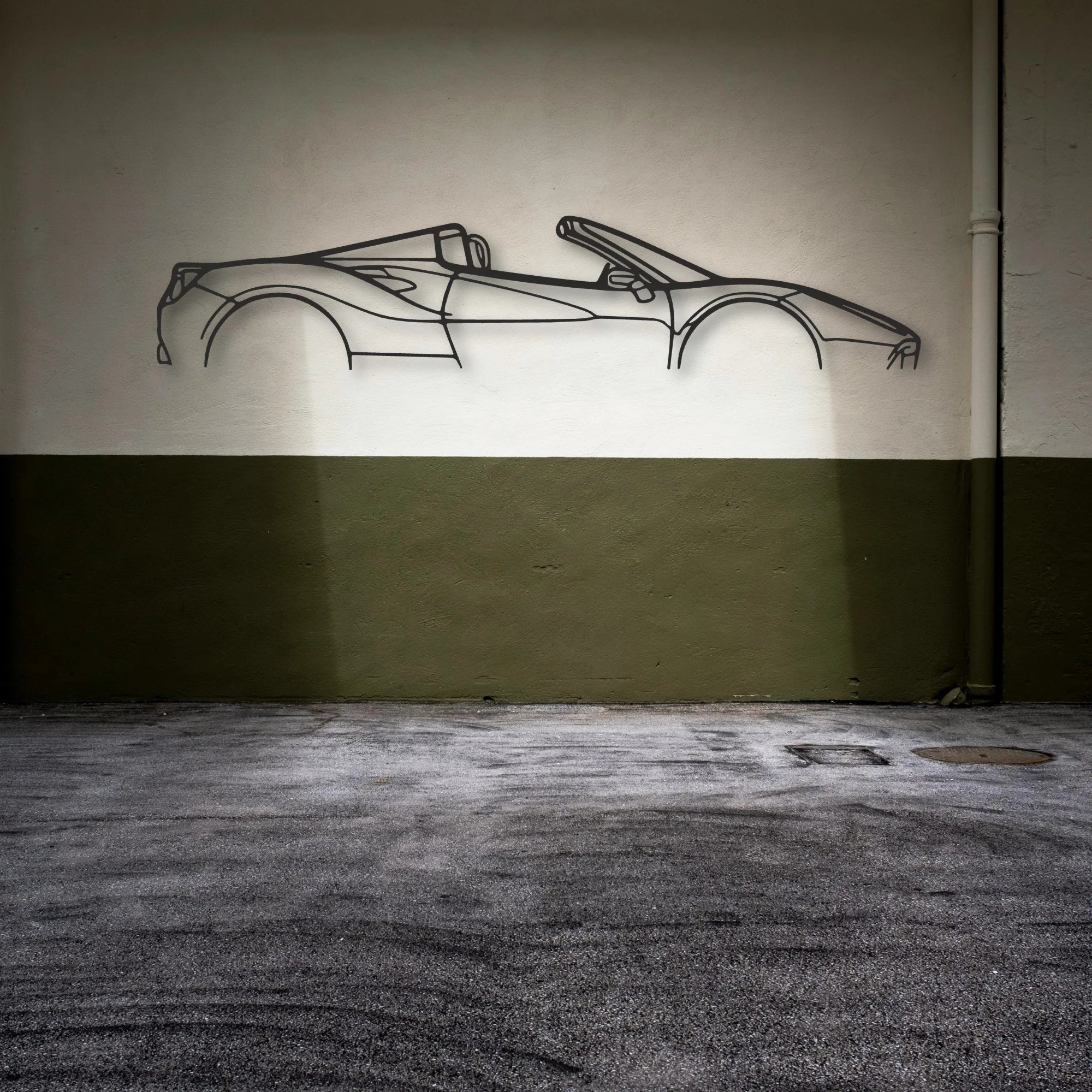 Ferrari 488 Spider Classic Silhouette Metal Wall Art - Automotive Garage Decor