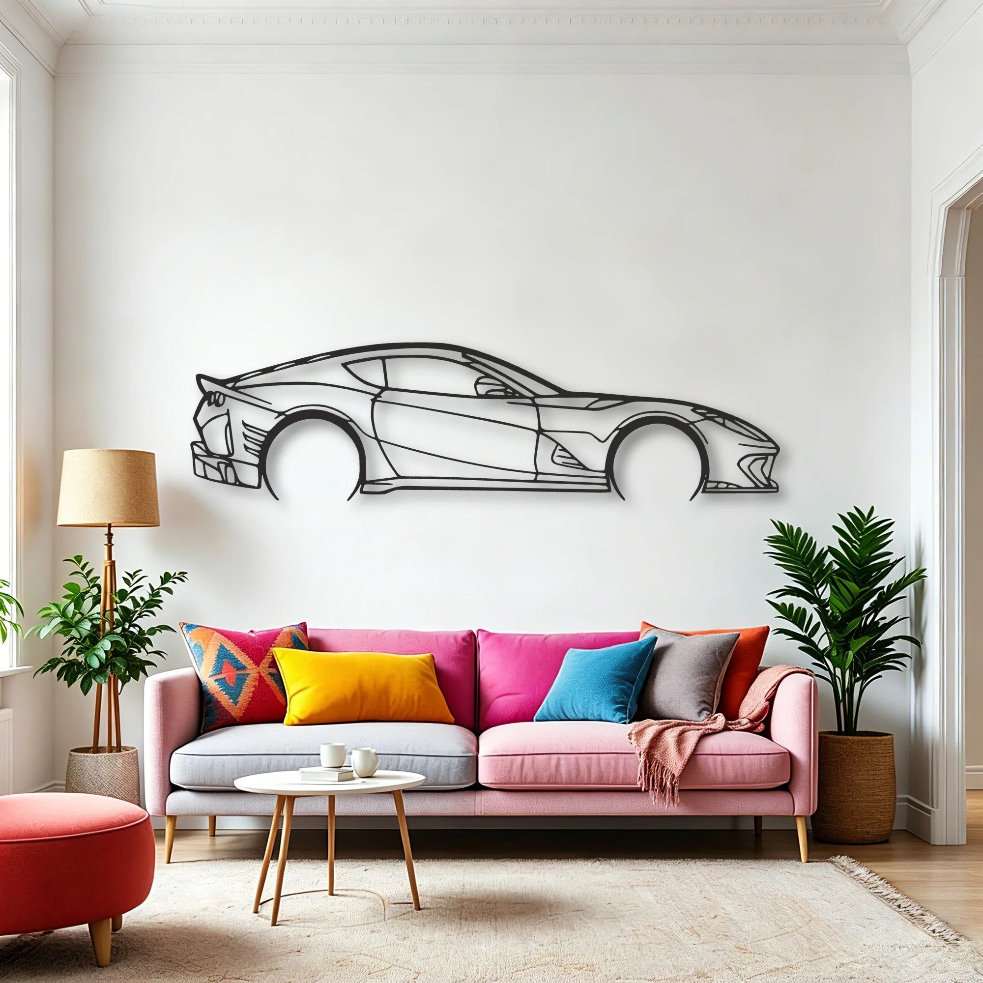 Ferrari 812 F12 Classic Silhouette Metal Wall Art - Automotive Garage Decor