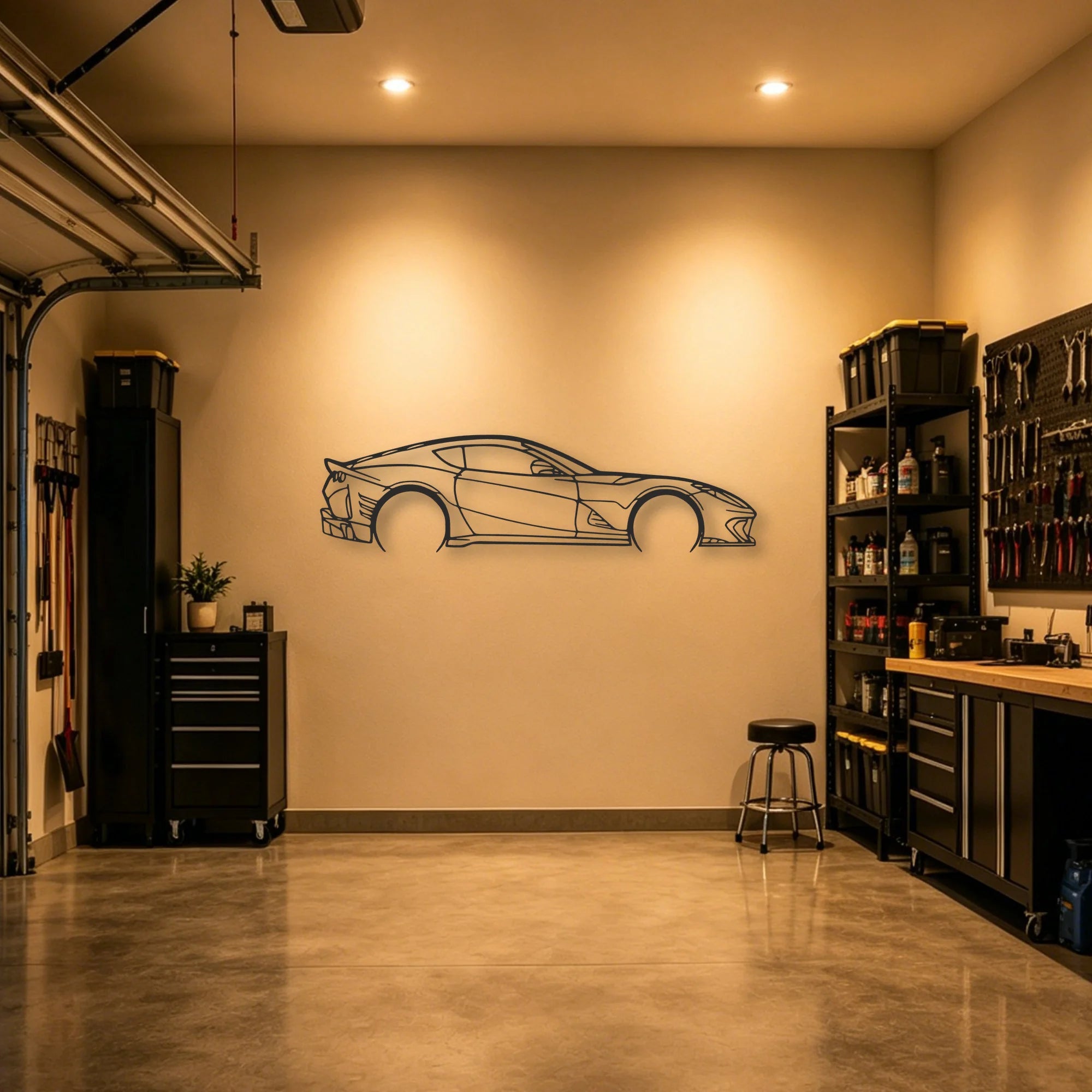 Ferrari 812 F12 Classic Silhouette Metal Wall Art - Automotive Garage Decor
