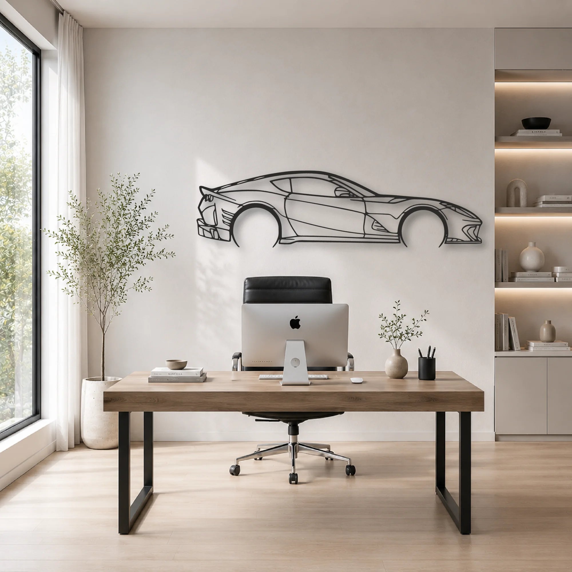 Ferrari 812 F12 Classic Silhouette Metal Wall Art - Automotive Garage Decor