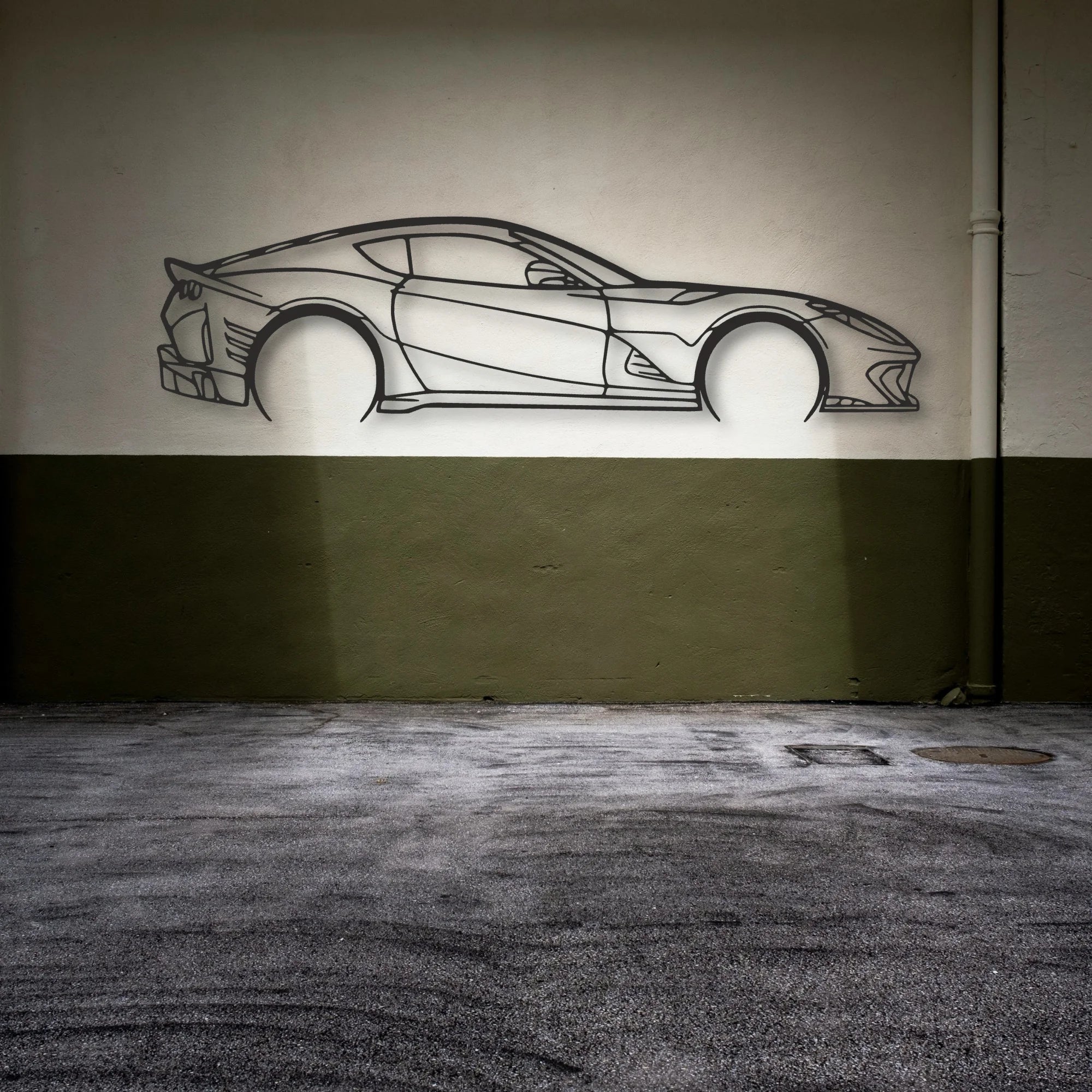 Ferrari 812 F12 Classic Silhouette Metal Wall Art - Automotive Garage Decor