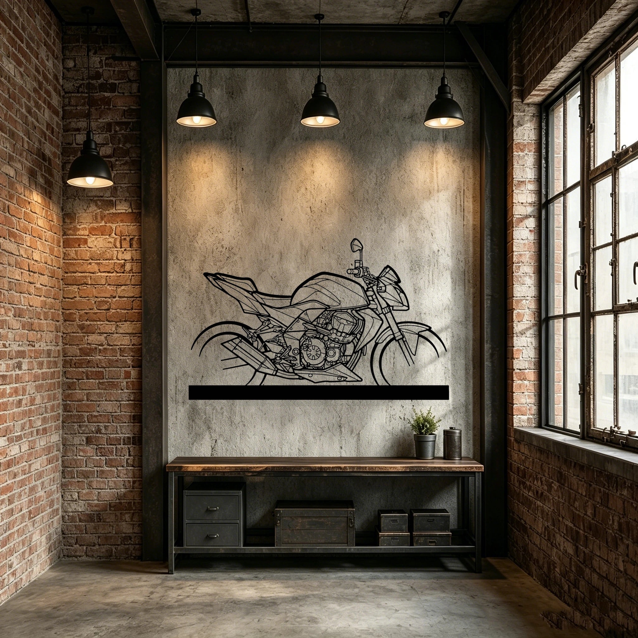 2008 Z750 Silhouette Metal Art Stand - Classic Car Garage Decor