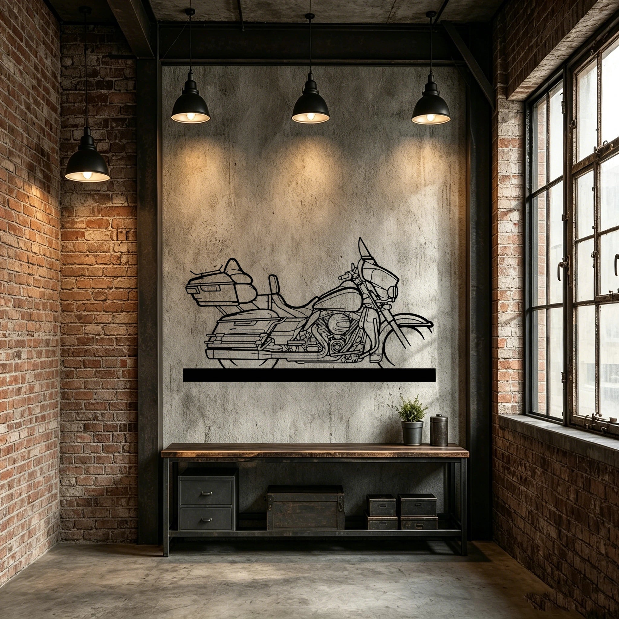 Electra Glide Silhouette Metal Art Stand - Classic Car Garage Decor