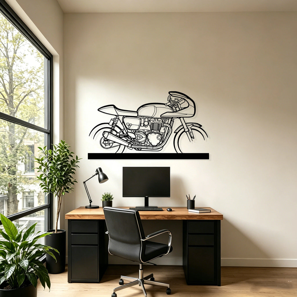 Thruxton TFC Silhouette Metal Art Stand - Classic Car Garage Decor