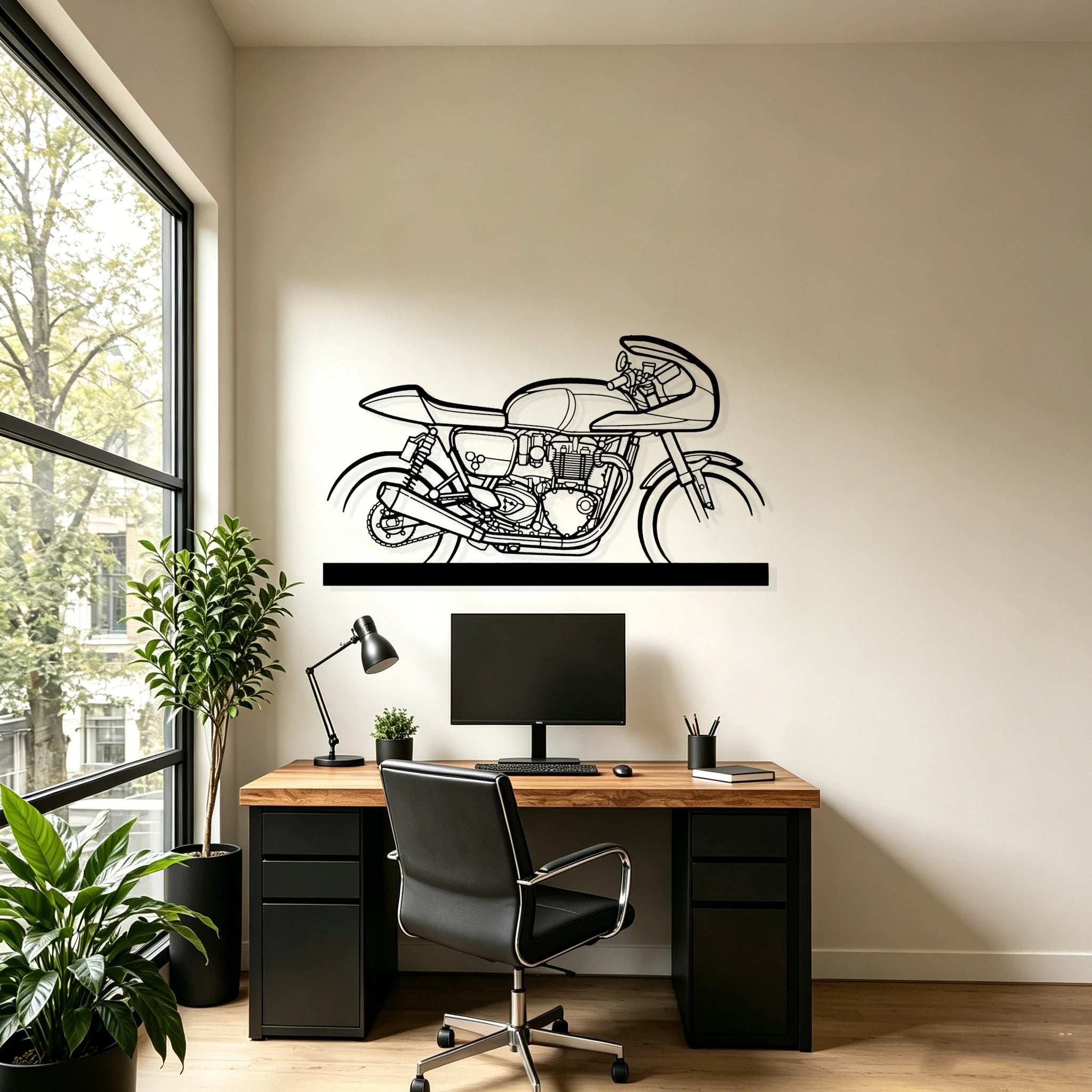 Thruxton TFC Silhouette Metal Art Stand - Classic Car Garage Decor