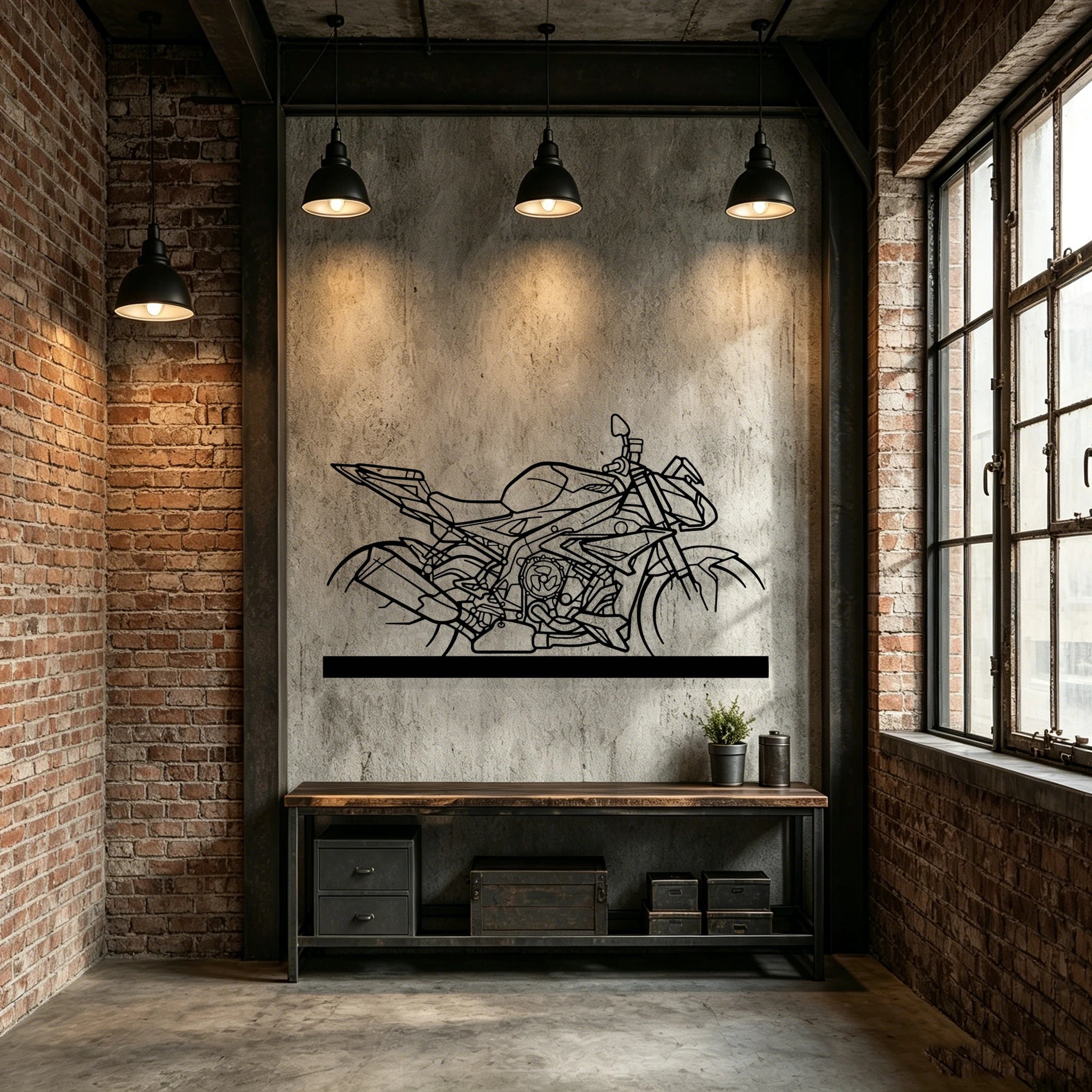 S1000R Silhouette Metal Art Stand - Classic Car Garage Decor