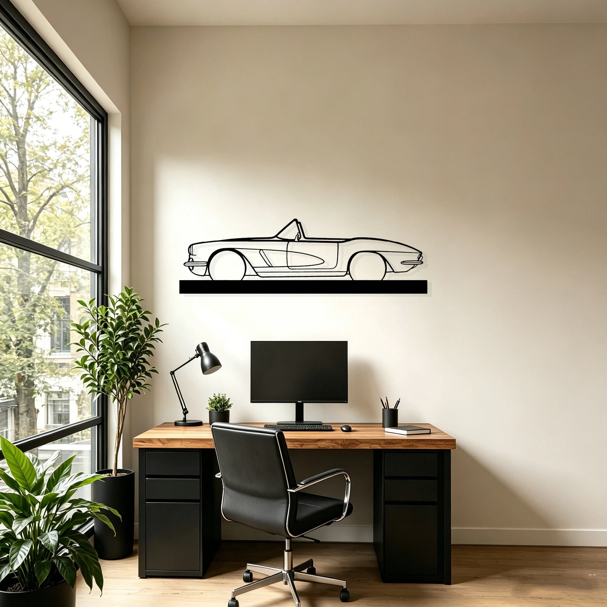 1962 C1 Silhouette Metal Art Stand - Classic Car Garage Decor