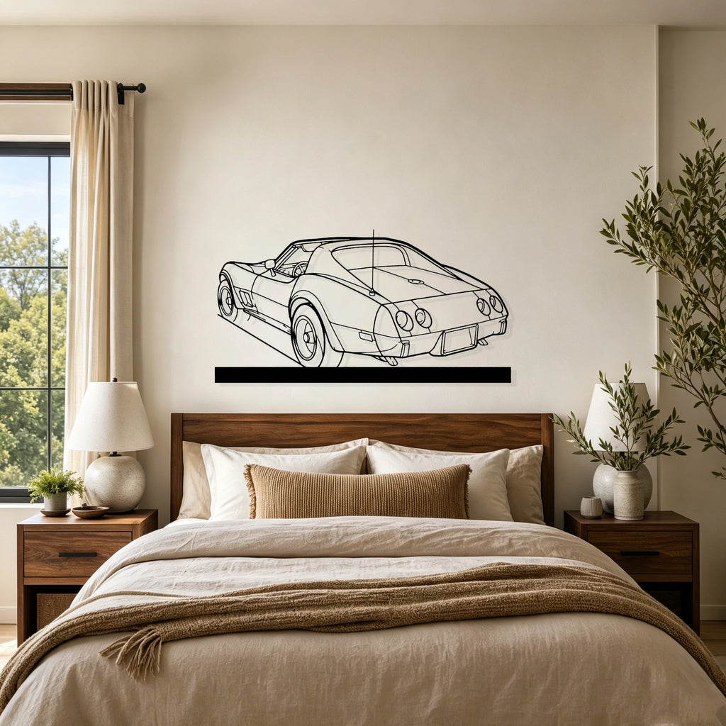 1976 C3 Angle Silhouette Metal Art Stand - Classic Car Garage Decor